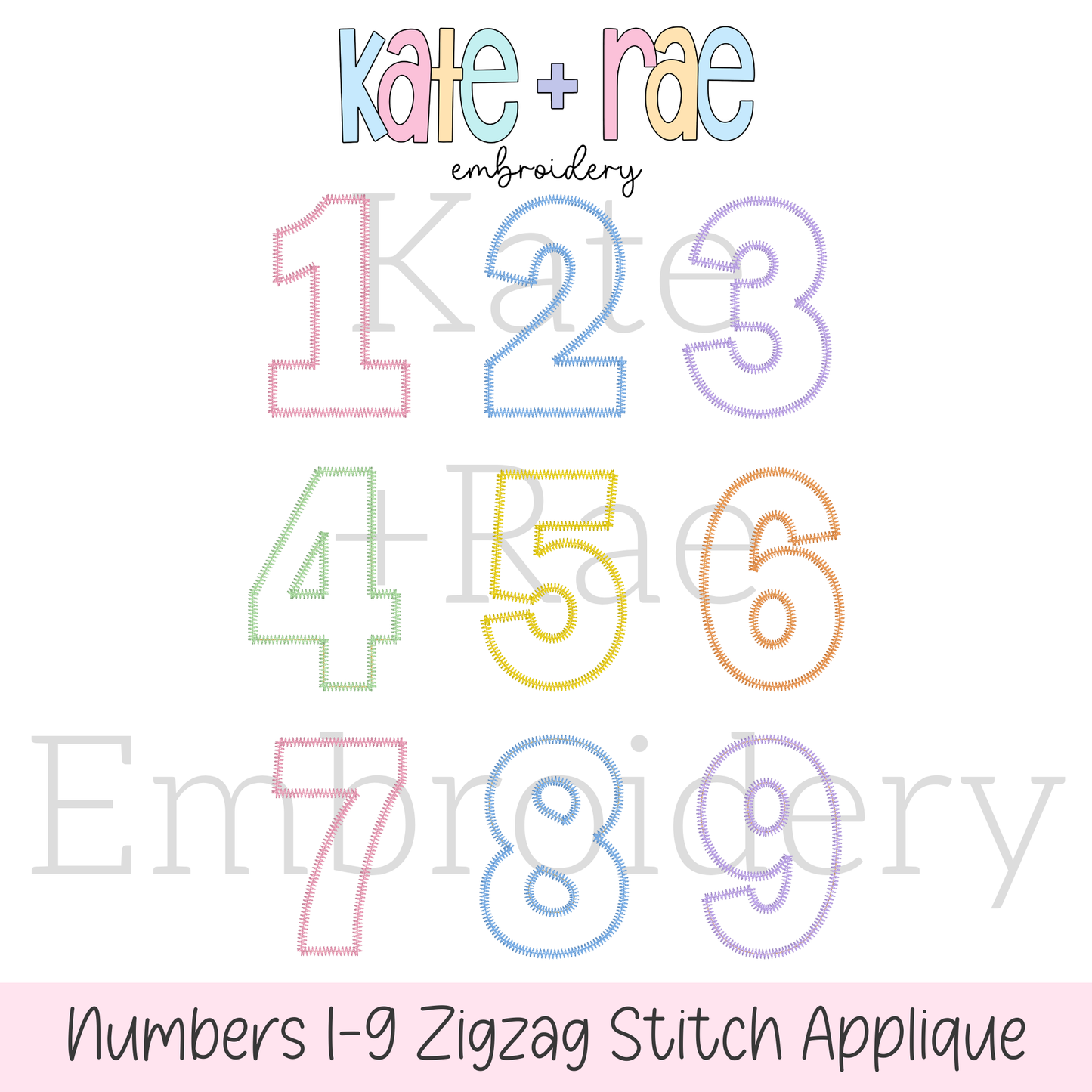 Birthday Numbers Zigzag Stitch Applique Embroidery Design