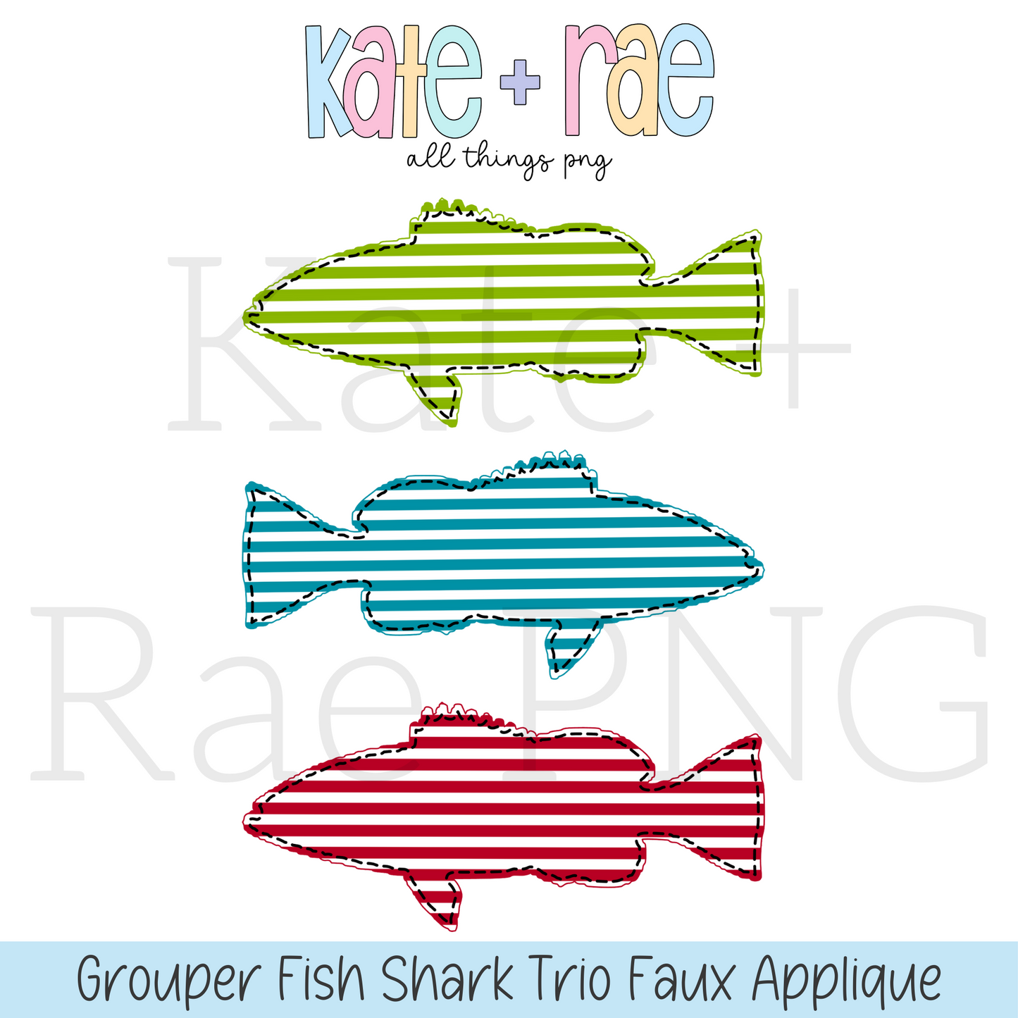 Boy's Fish Trio Faux Applique PNG