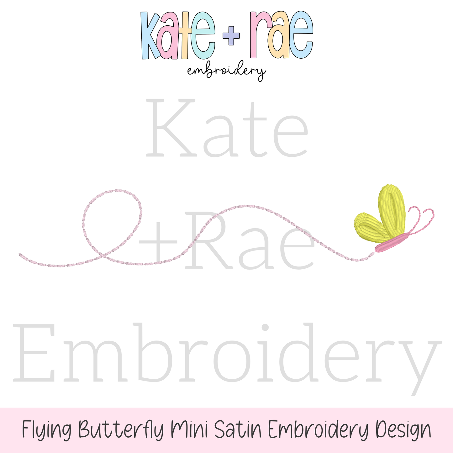 Flying Butterfly Satin Stitch Embroidery Design