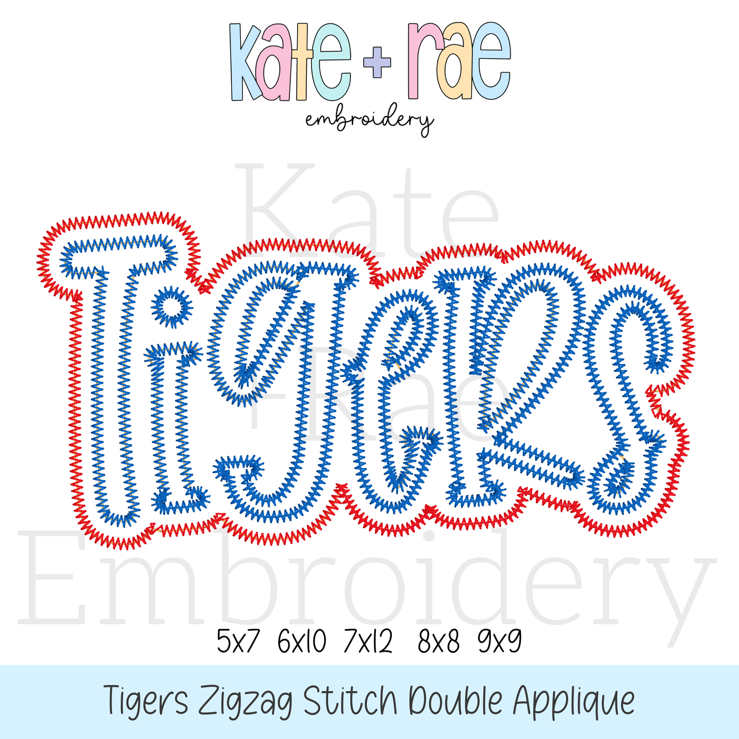 Tigers Zigzag Stitch Double Applique