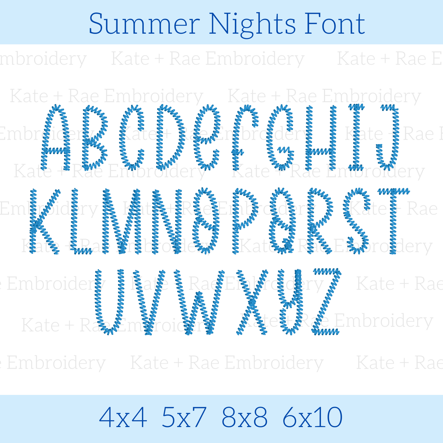 Summer Nights Zag Stitch Font