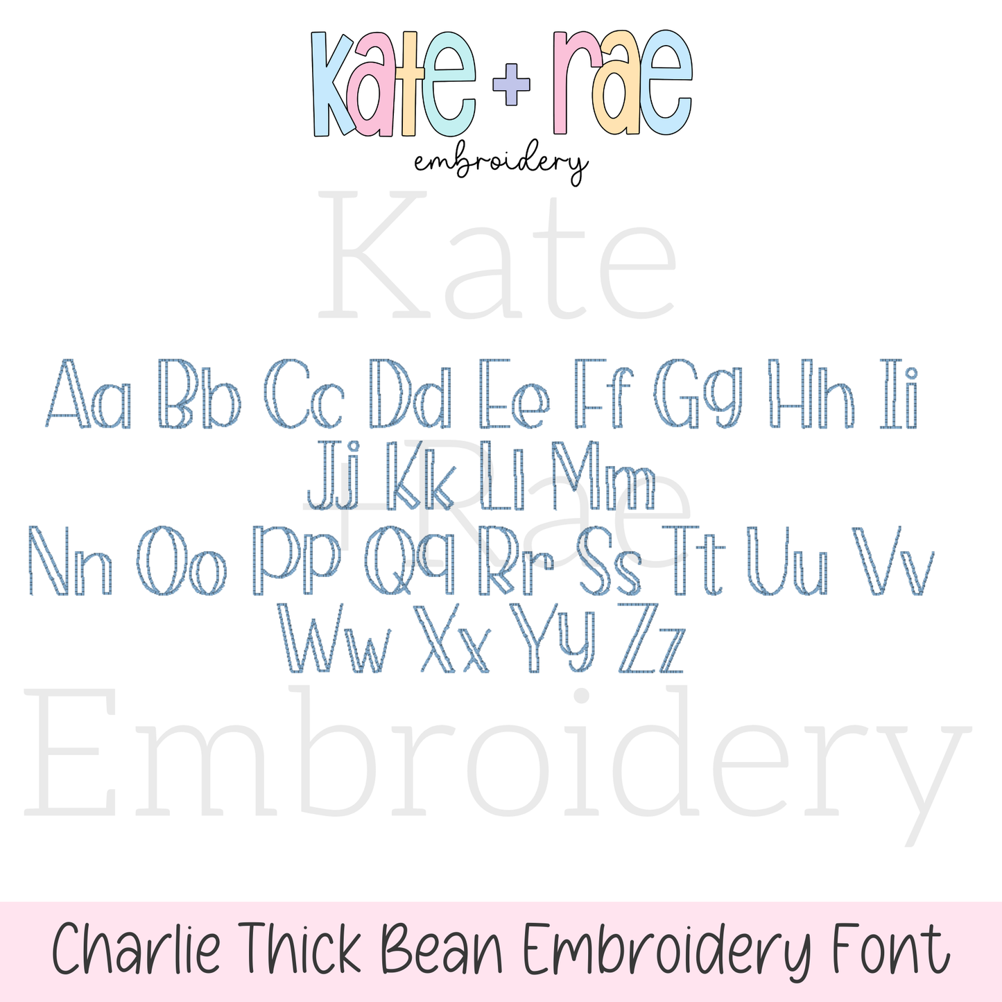 Charlie Thick Bean Stitch Embroidery Font