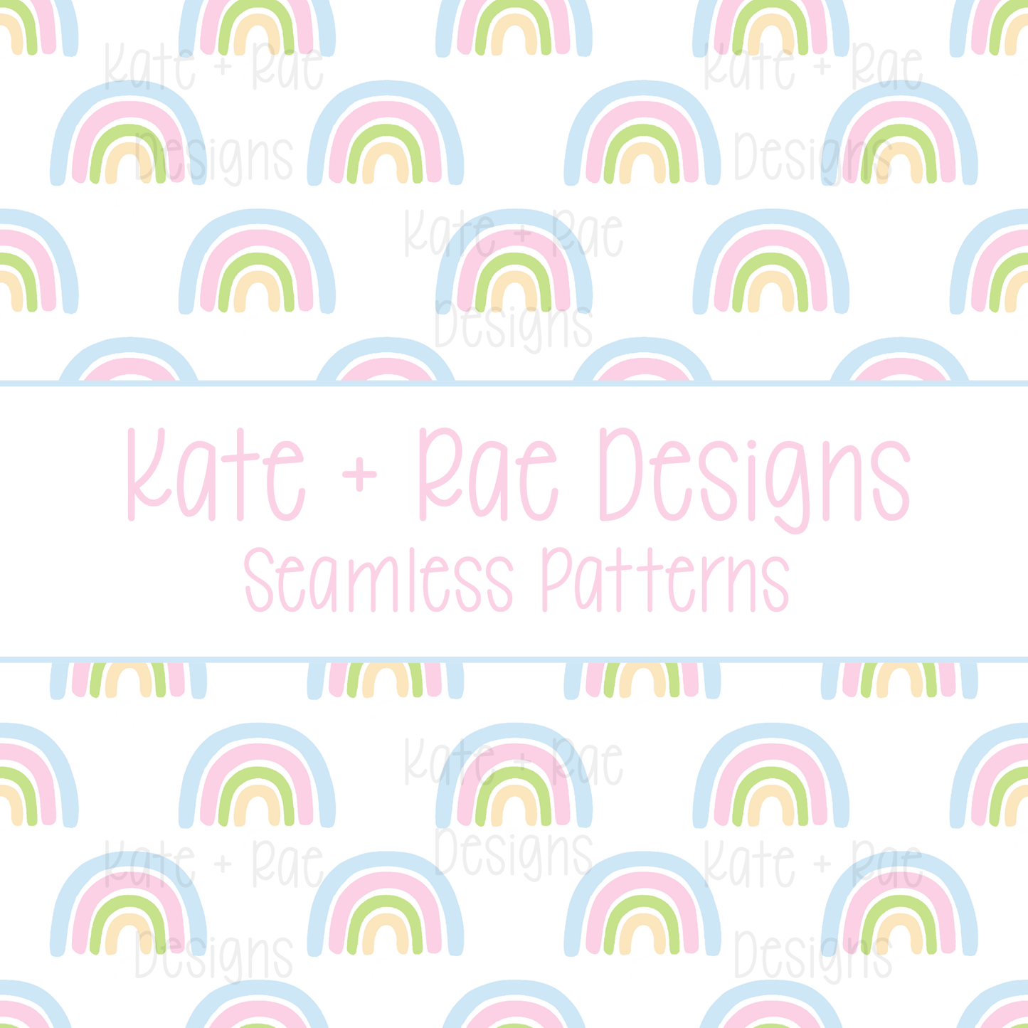 Blue Rainbow Seamless Pattern