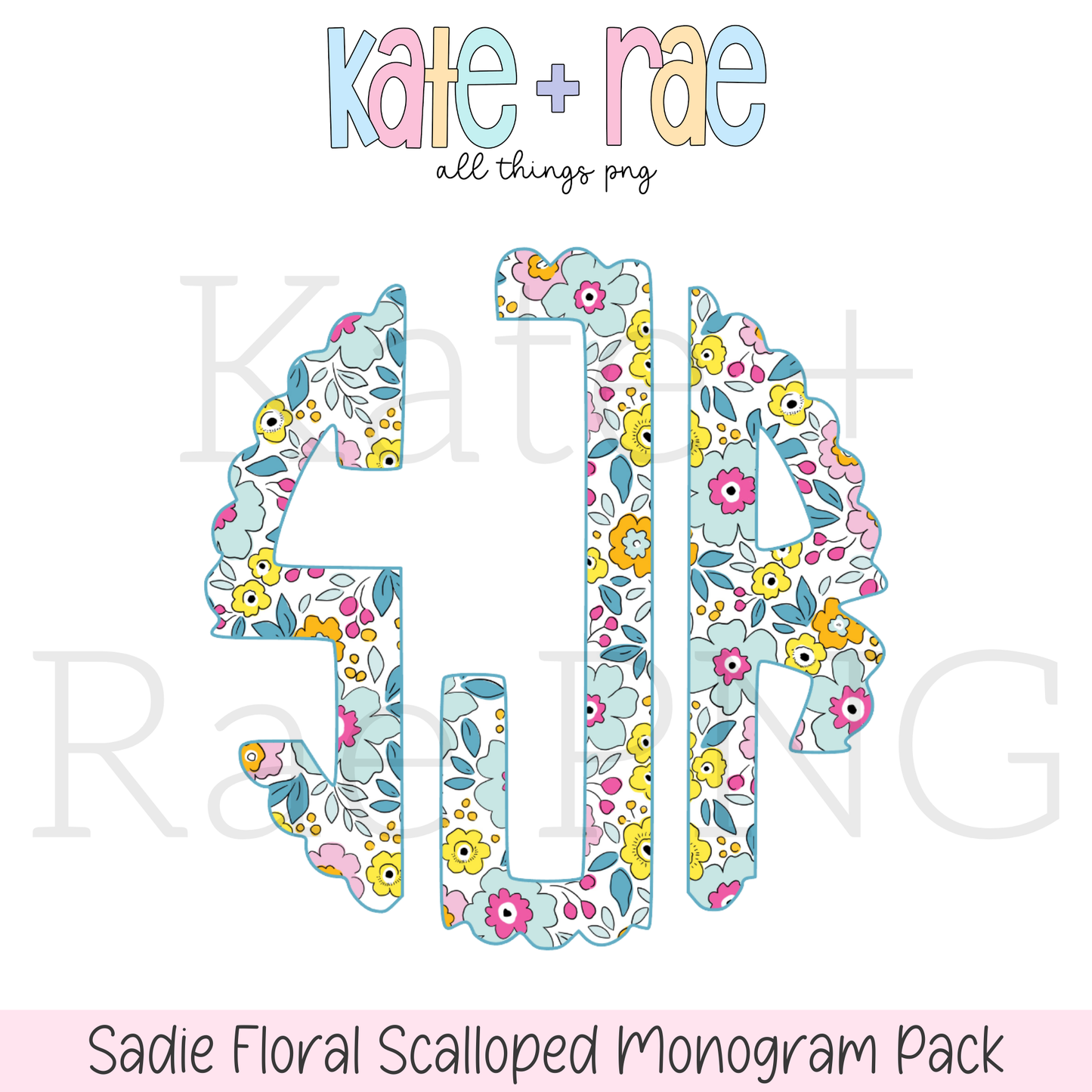 Sadie Floral Scalloped Monogram Pack