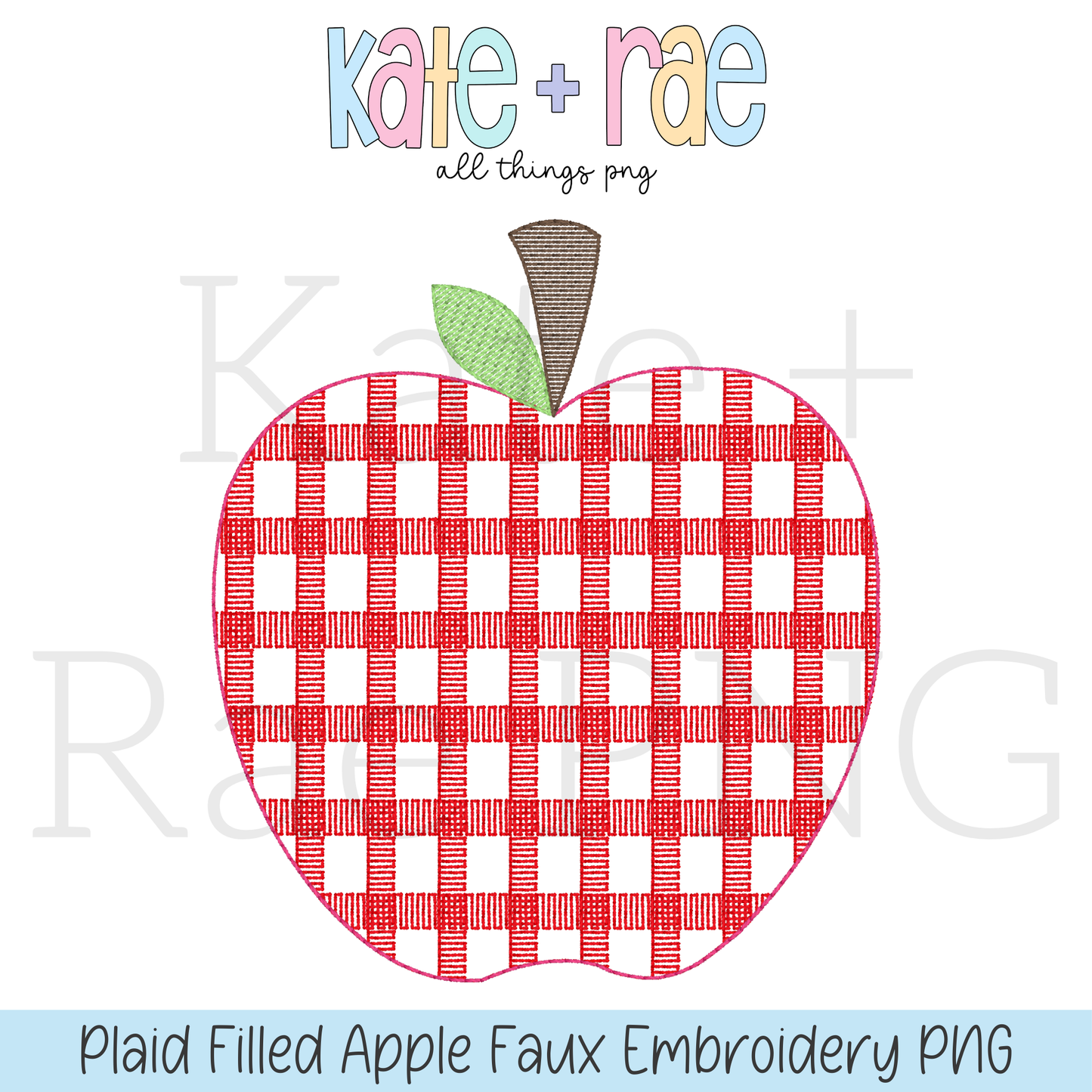 Boy's Plaid Filled Apple Faux Embroidery PNG