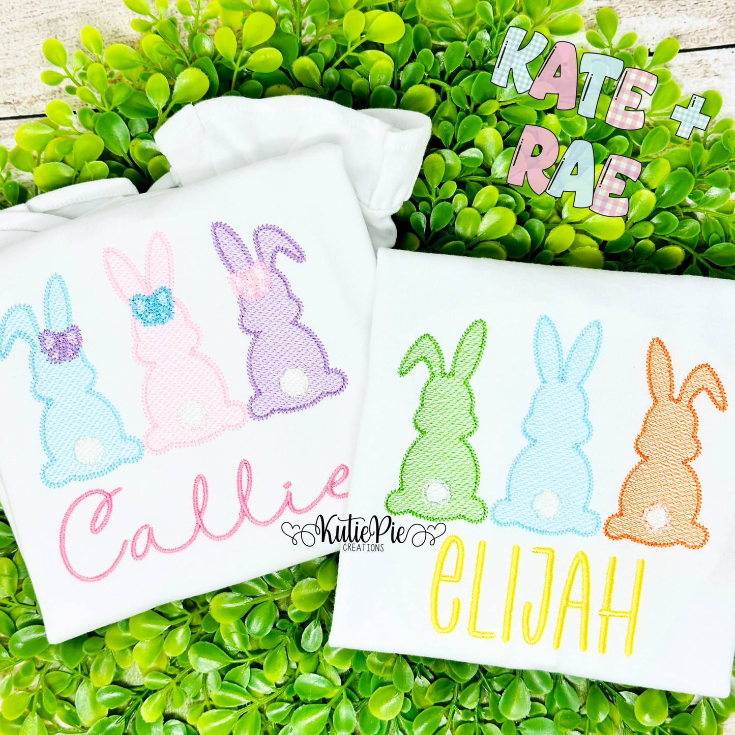 Boy's Easter Bunny Trio Sketch Stitch Embroidery Design