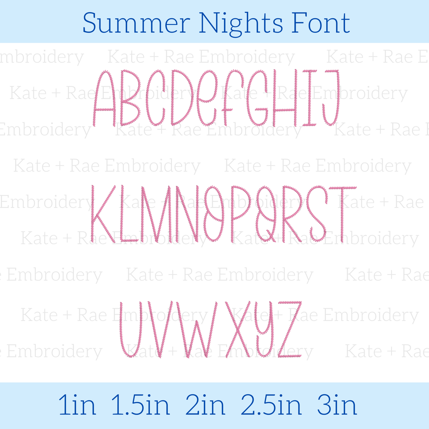 Summer Nights Blitz Stitch Embroidery Font