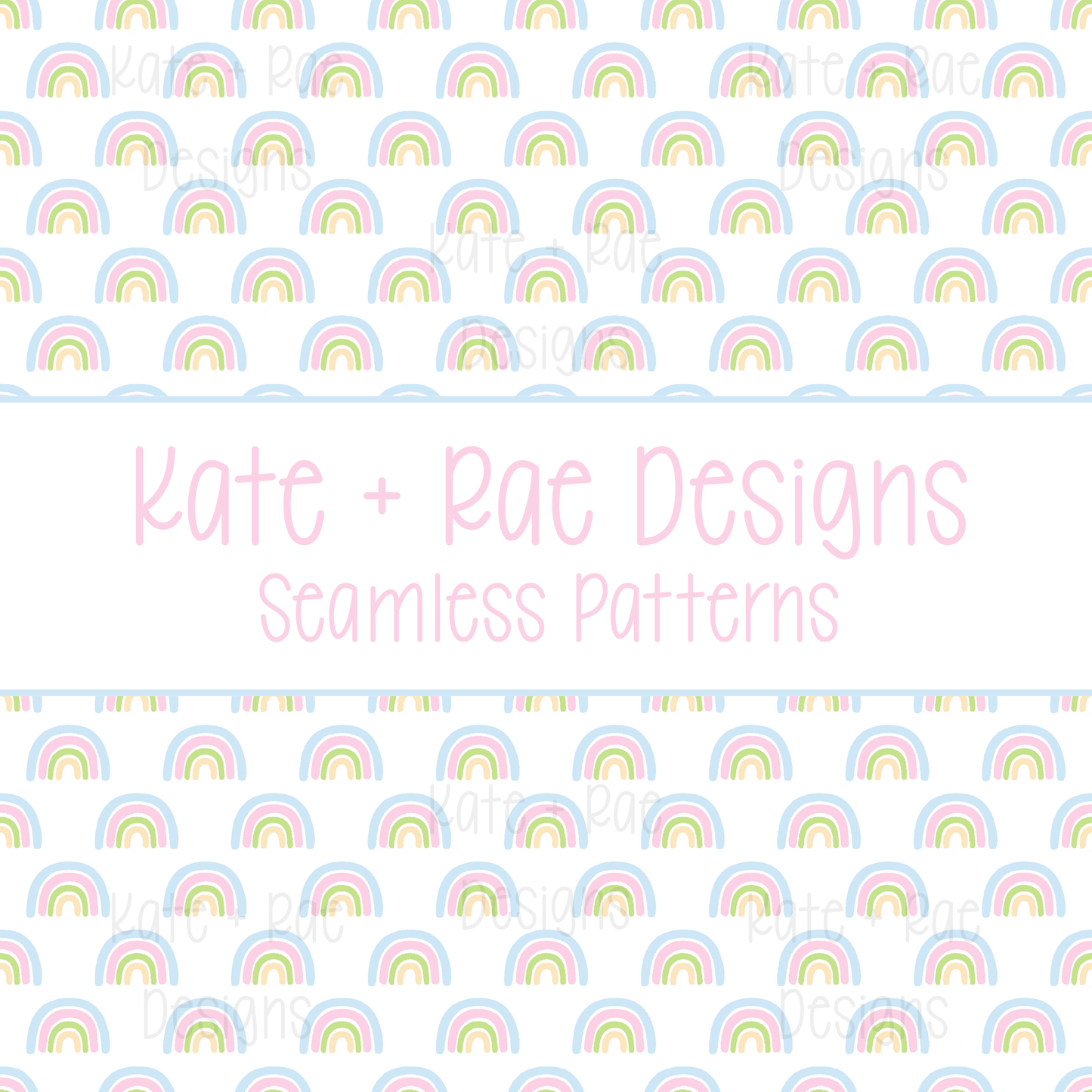 Blue Rainbow Seamless Pattern