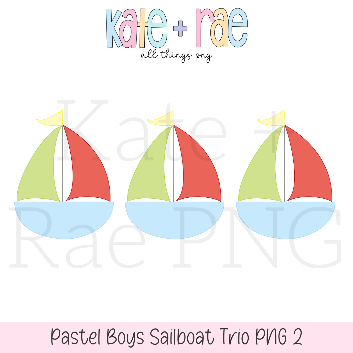 Boy's Pastel Sailboat Trio PNG (pastel 2)