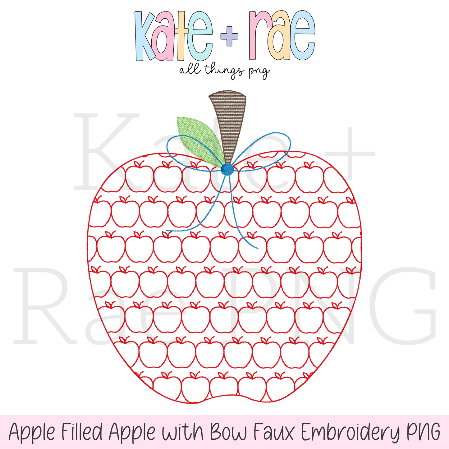 Girl's Apple Filled Apple Faux Embroidery PNG