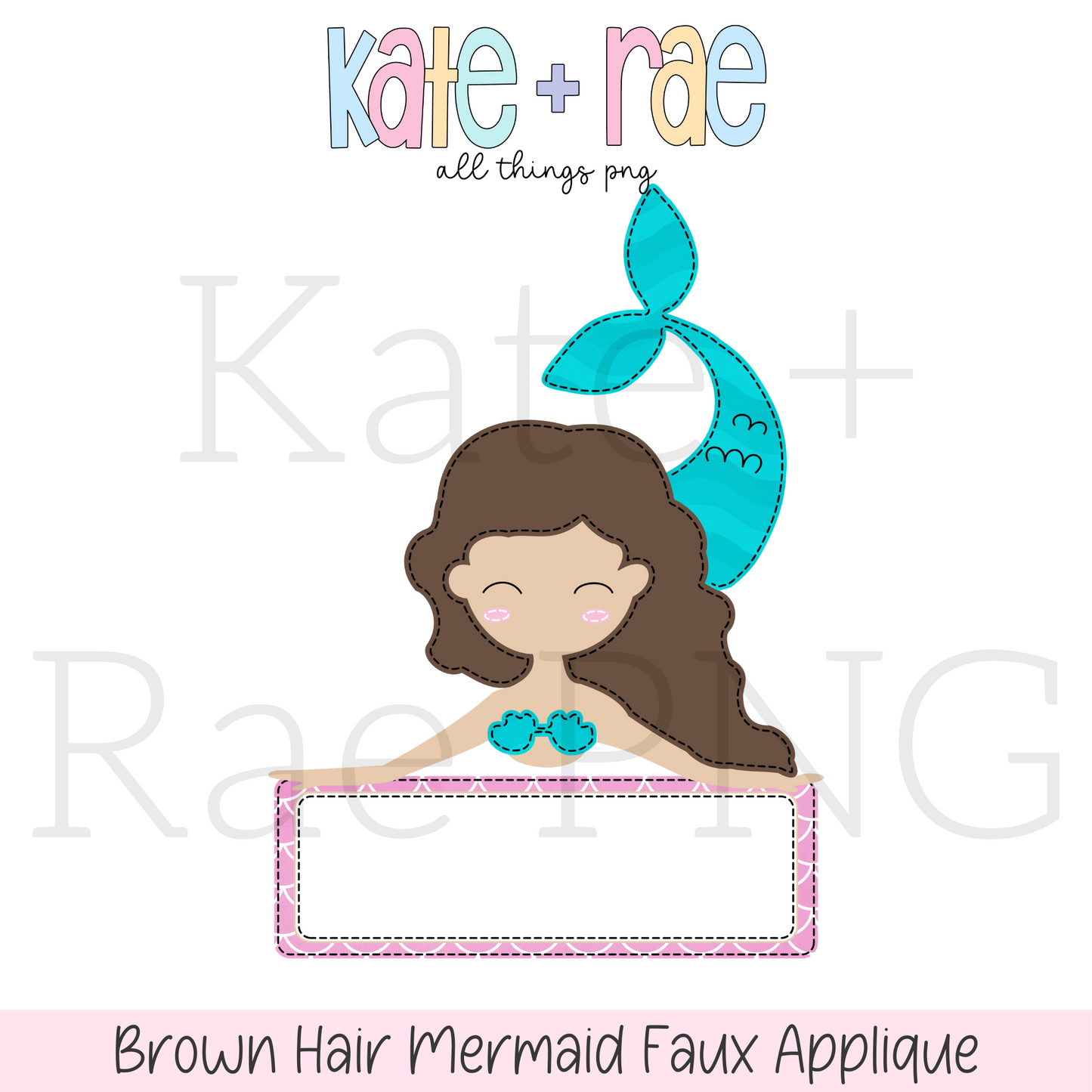 Brown Hair Mermaid Faux Applique PNG