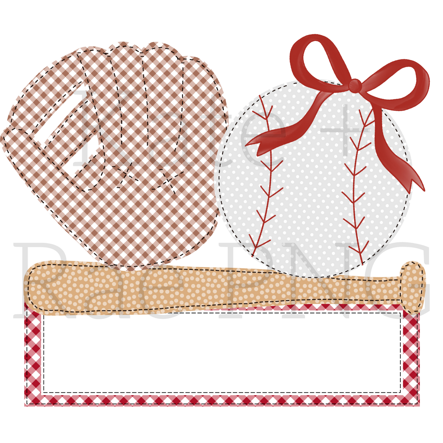 Girls Baseball Trio with Name Plate