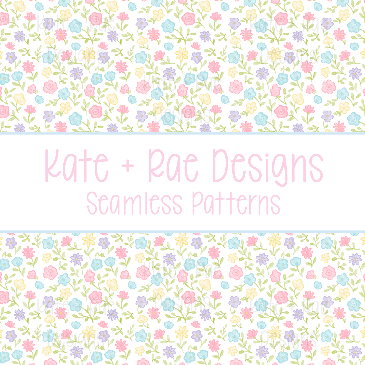 Ditsy Floral Watercolor Seamless Pattern