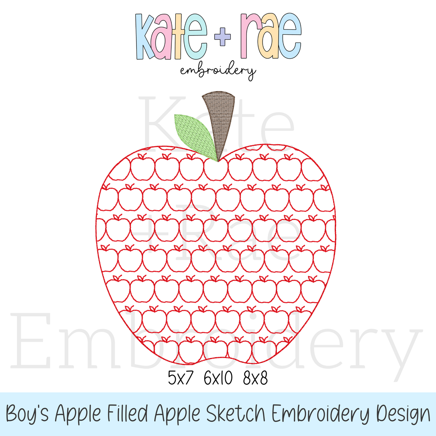Boy's Apple Filled Apple Embroidery Design