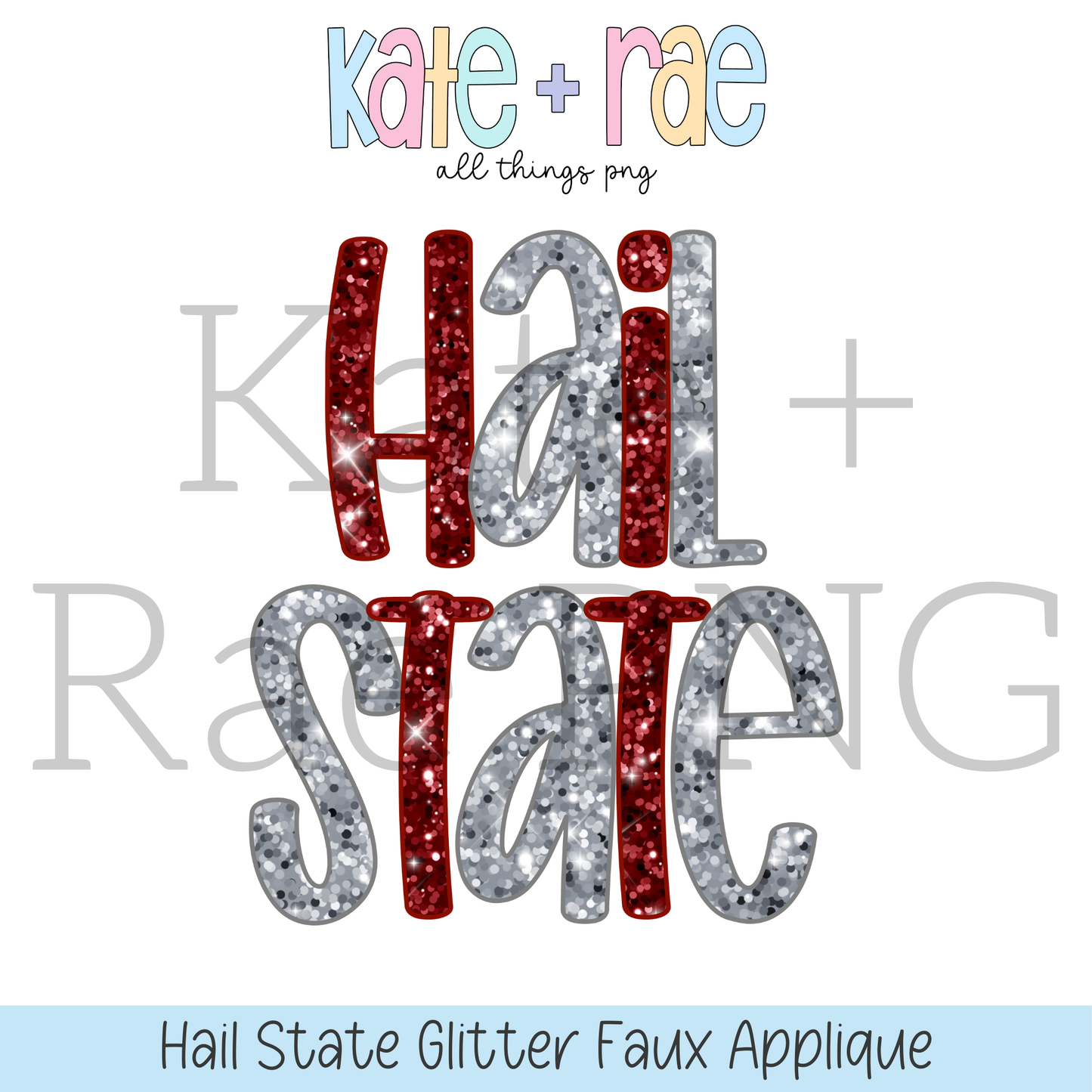 Hail State Glitter Faux Applique