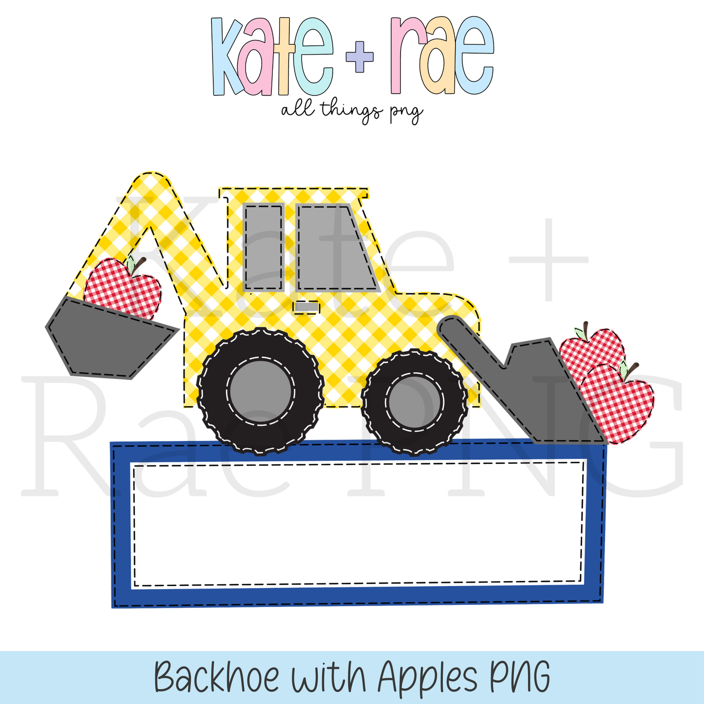 Boy's Apple Backhoe with Name Plate PNG