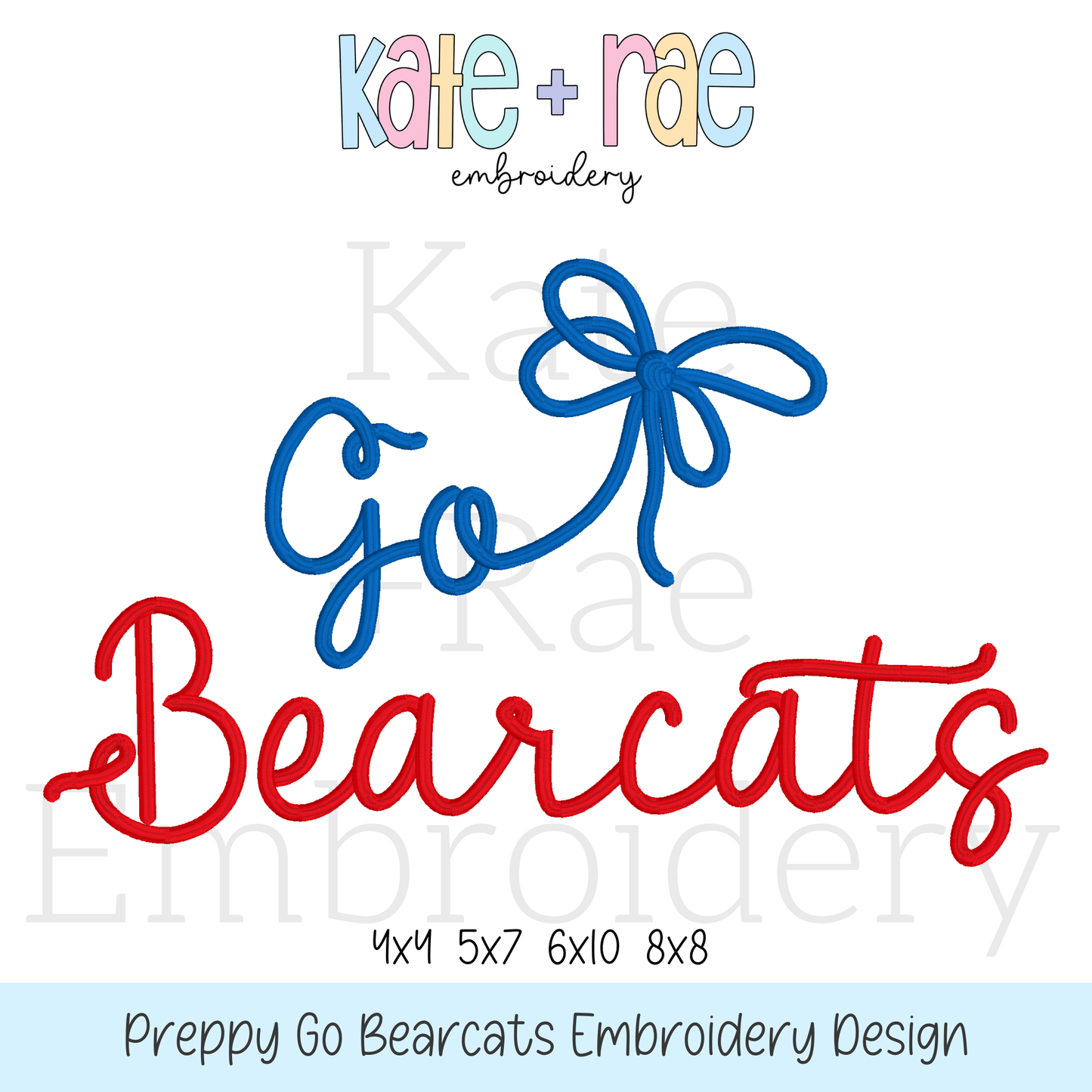Preppy Go Bearcats Embroidery Design
