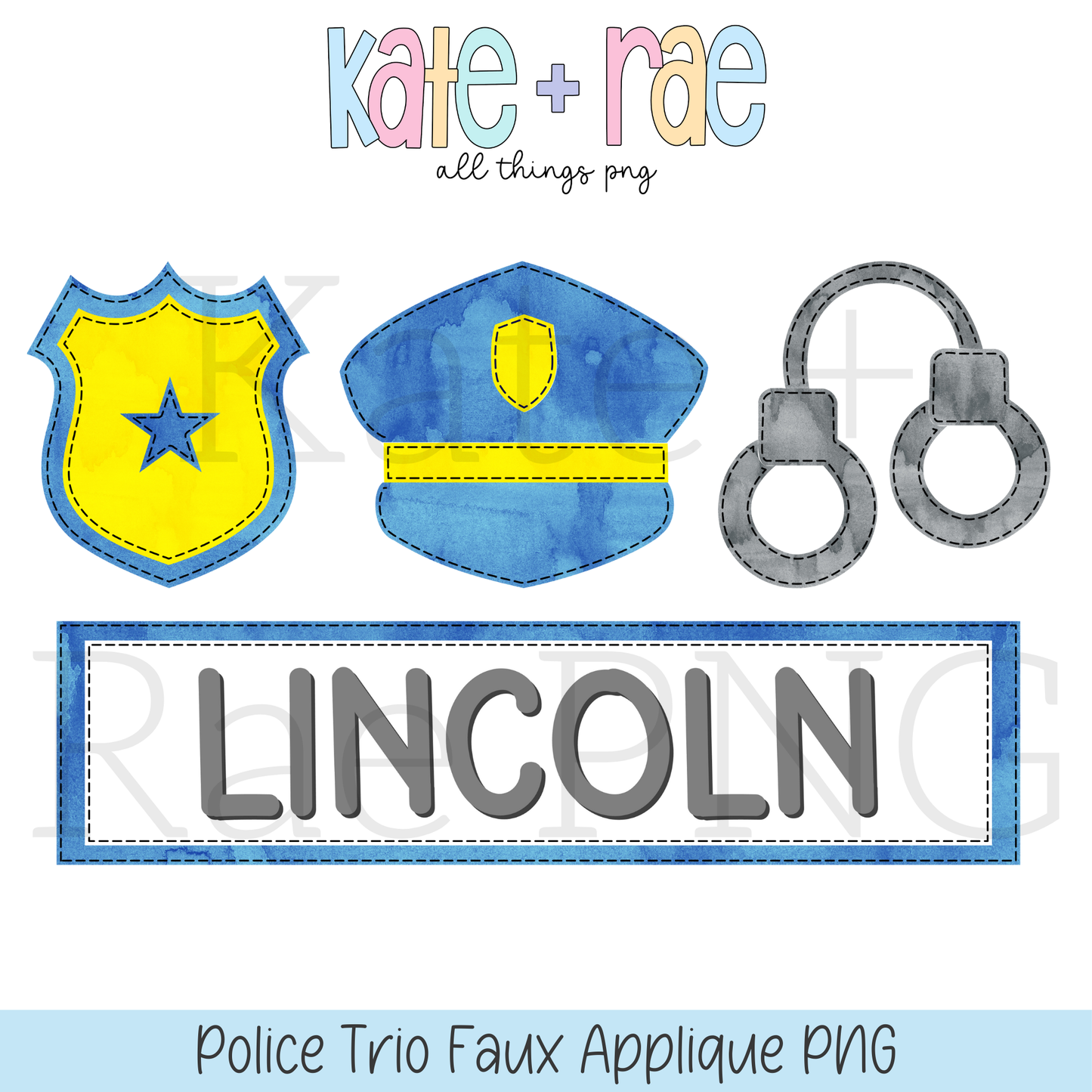 Police Trio Faux Applique PNG