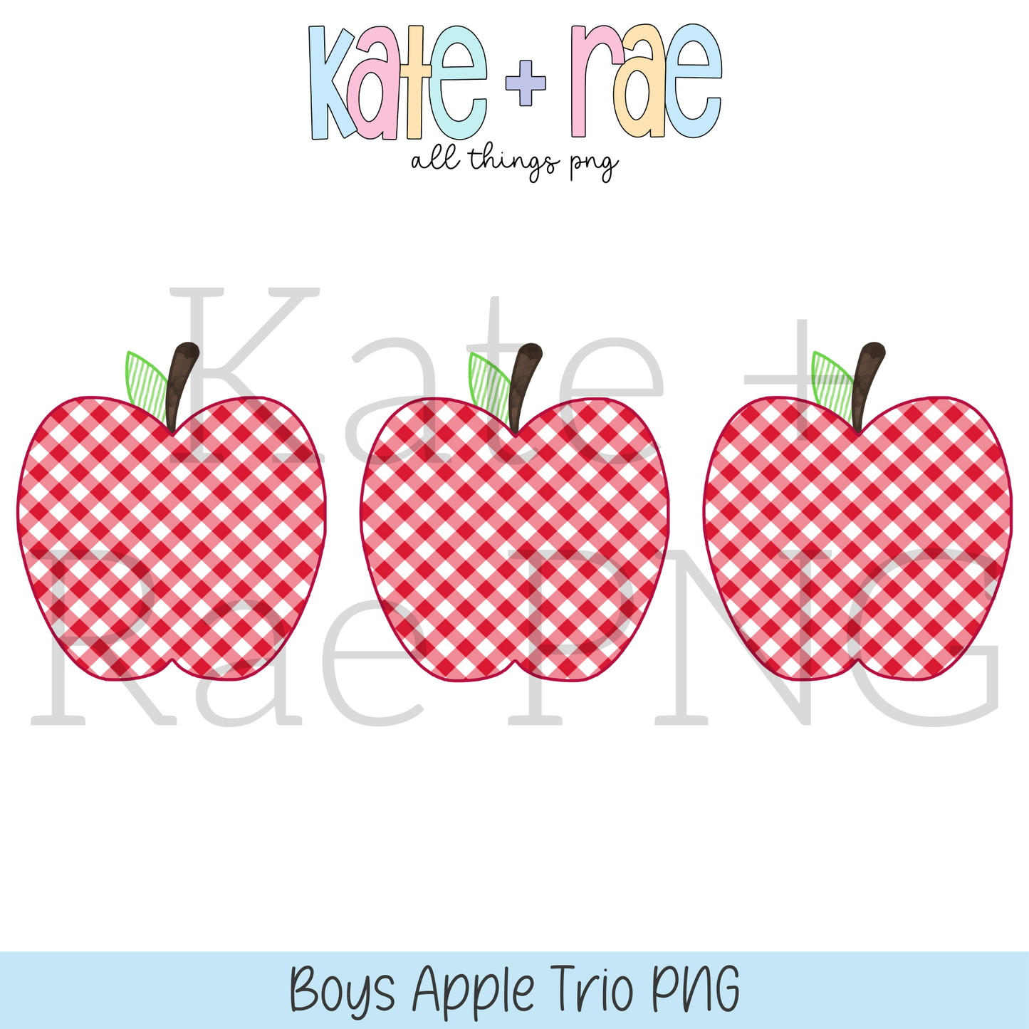 Red Gingham Apple Trio PNG