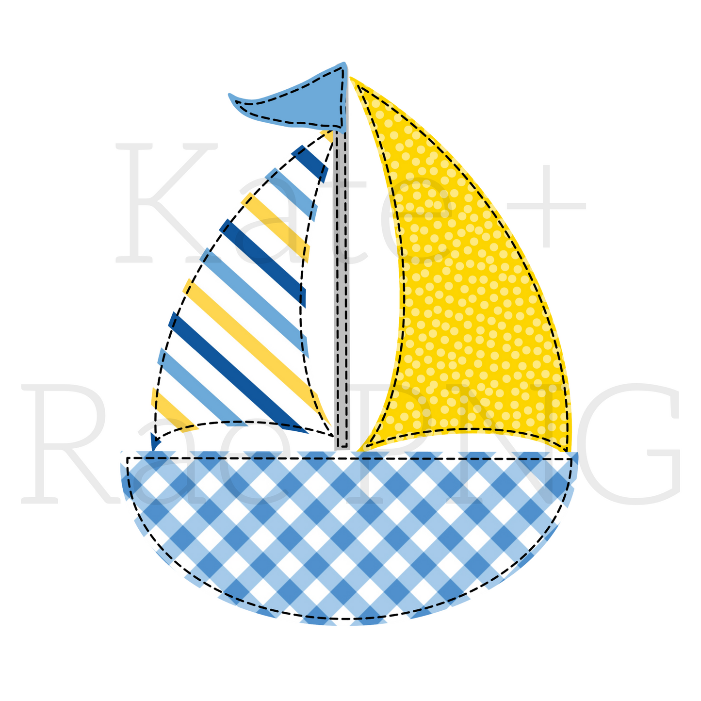 Boy's Sailboat Faux Applique PNG
