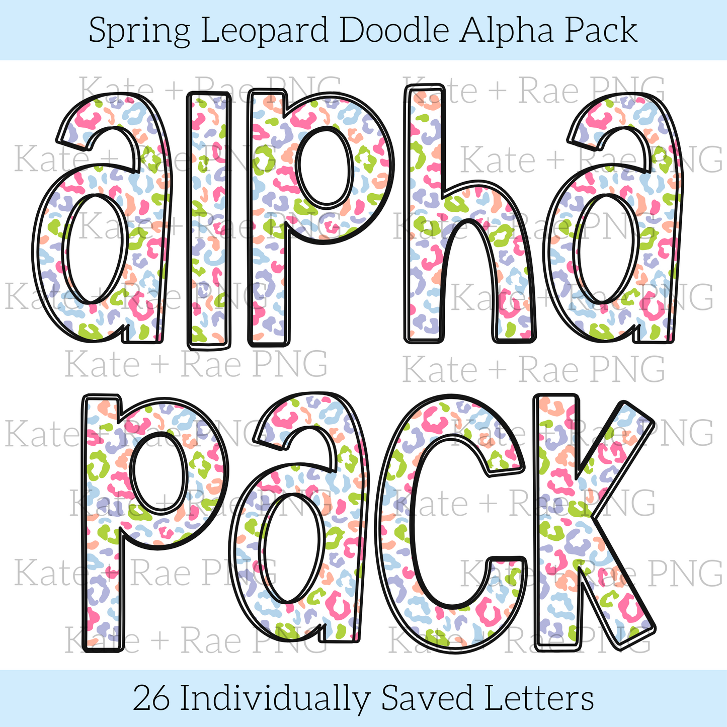 Spring Leopard Doodle Alpha Pack