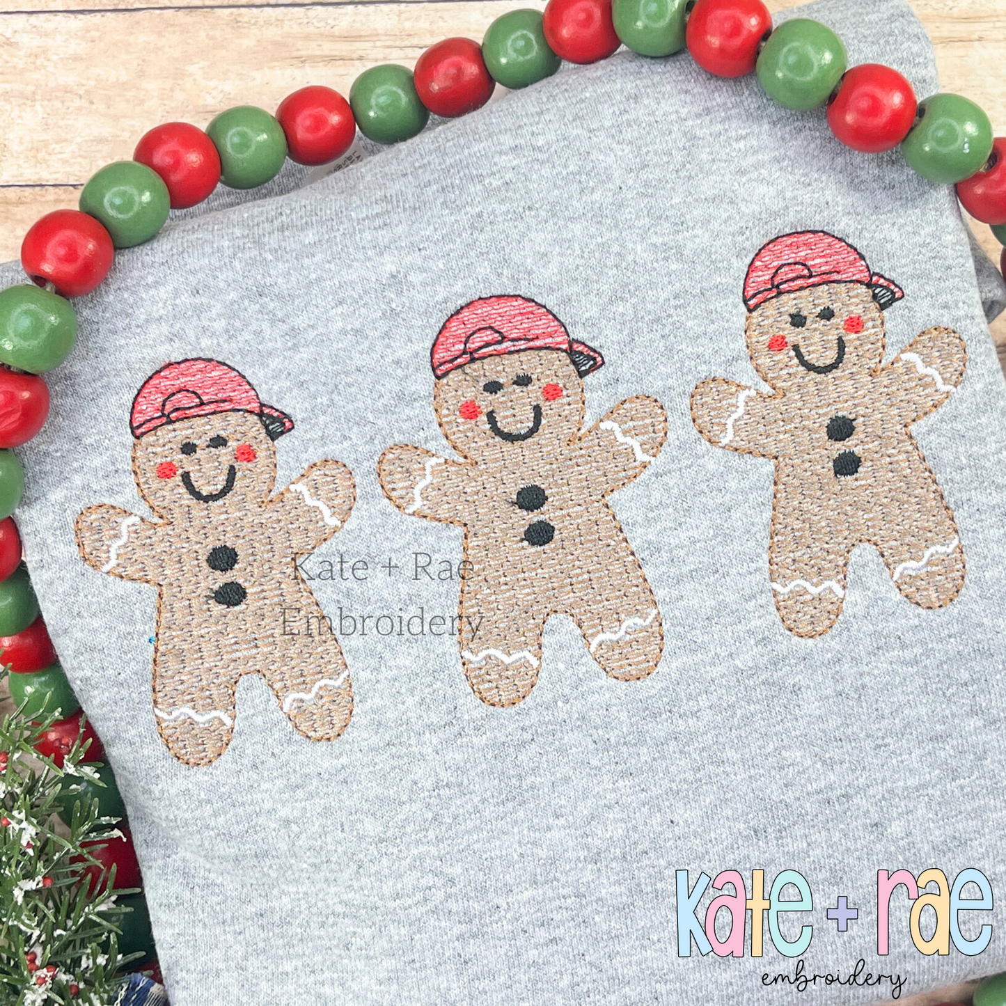 Boy's Gingerbread Man Trio Sketch Stitch Embroidery Design