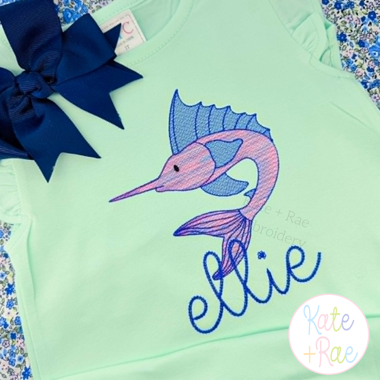 Marlin Fish Sketch Stitch Embroidery Design