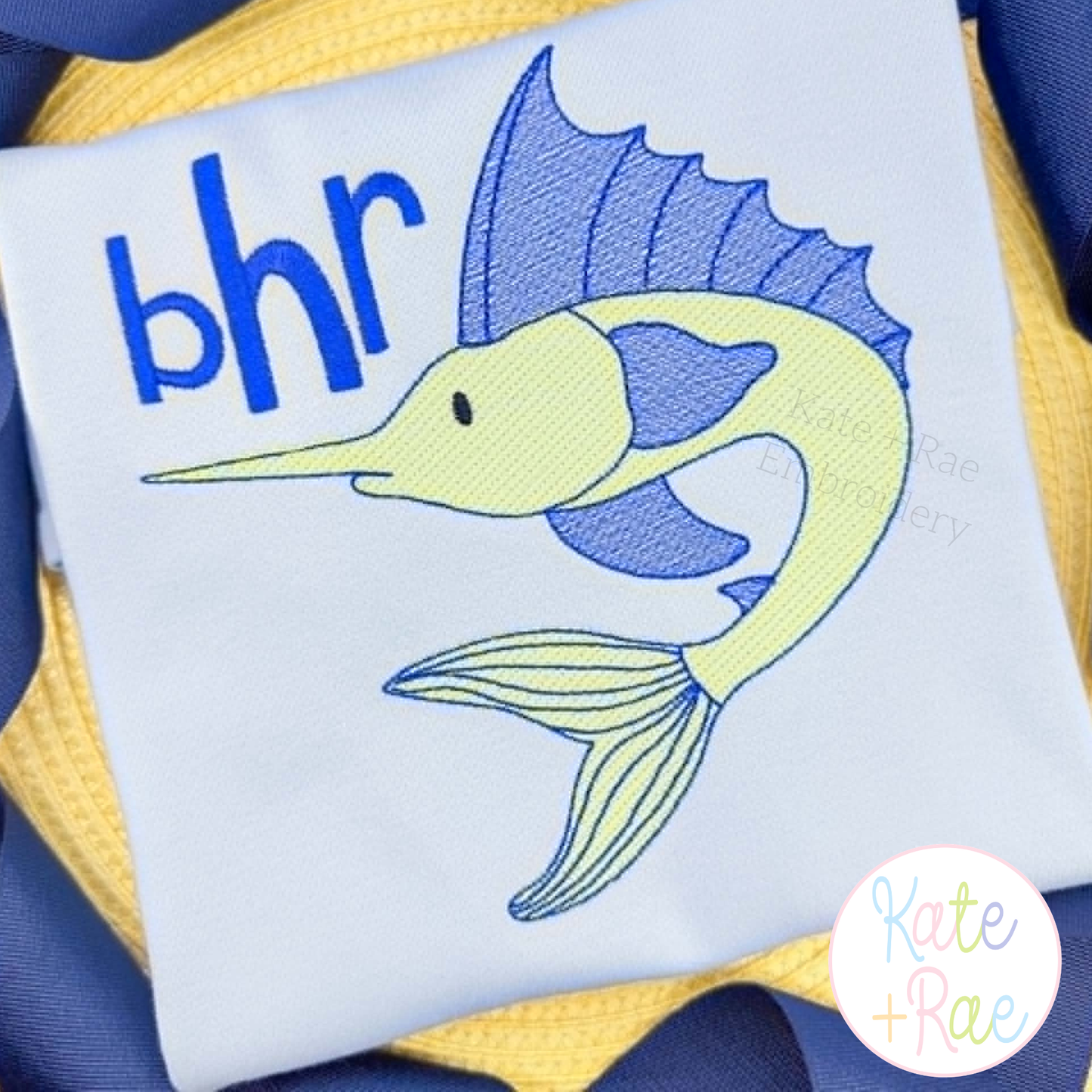 Marlin Fish Sketch Stitch Embroidery Design
