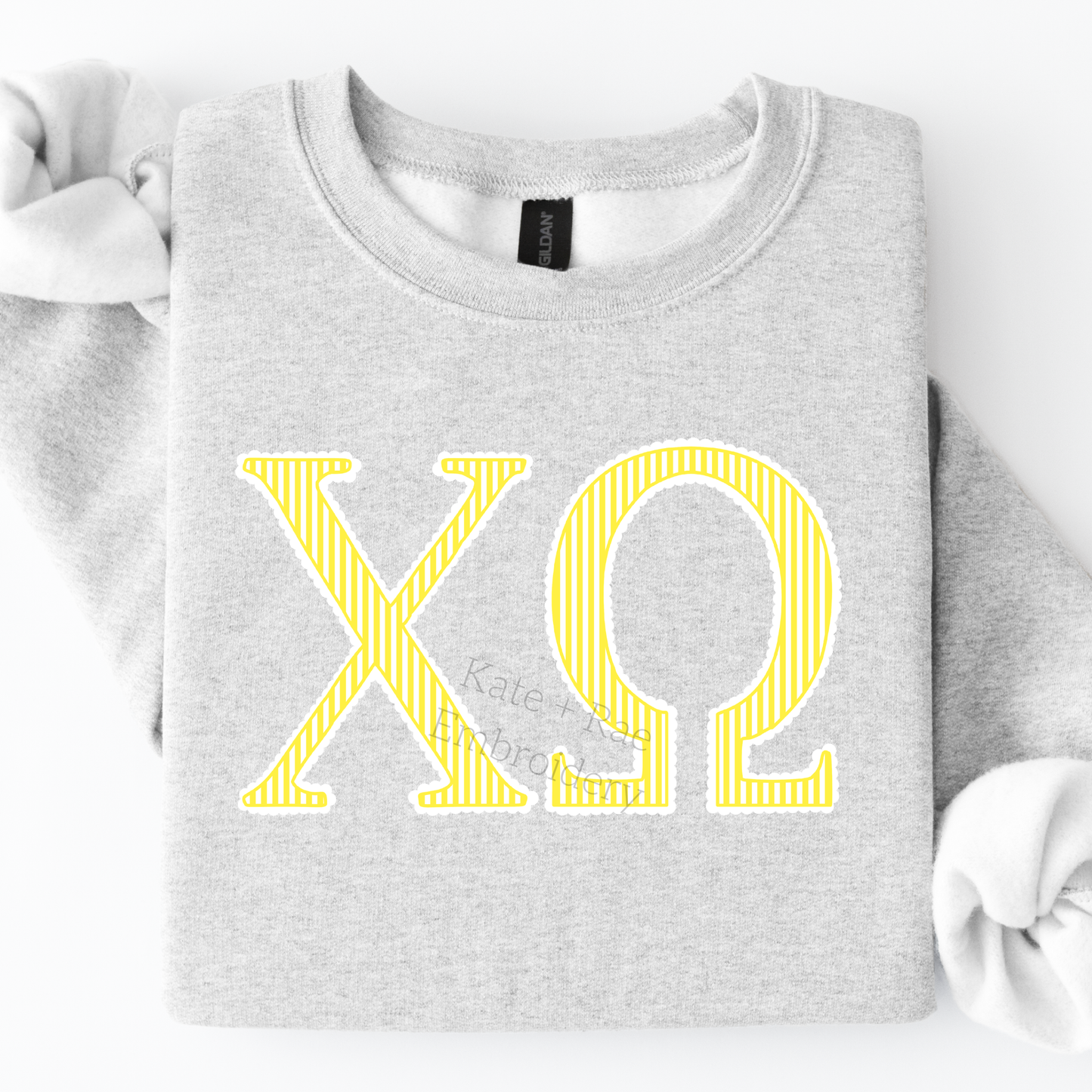 Chi Omega Scalloped Yellow Greek Letters PNG