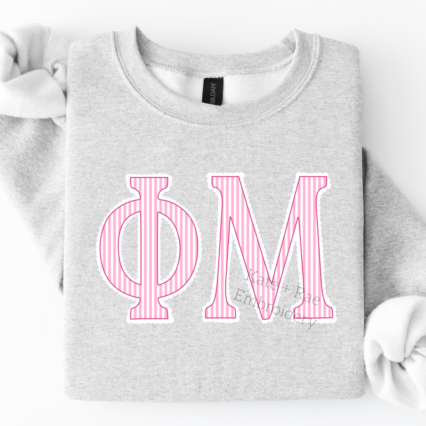 Phi Mu Pink Stripped Scalloped PNG