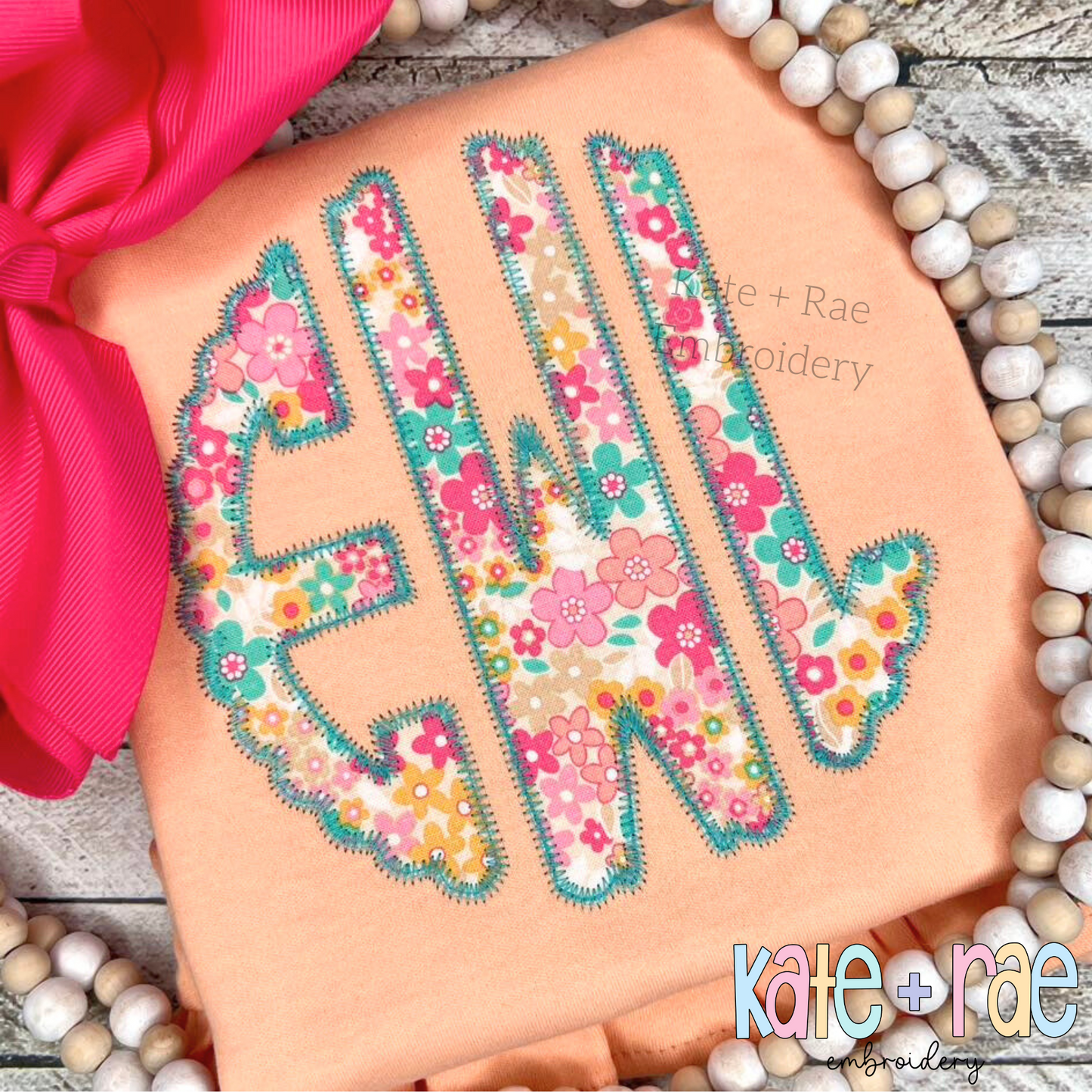 Scalloped Monogram Zigzag Stitch Applique Font Embroidery Design
