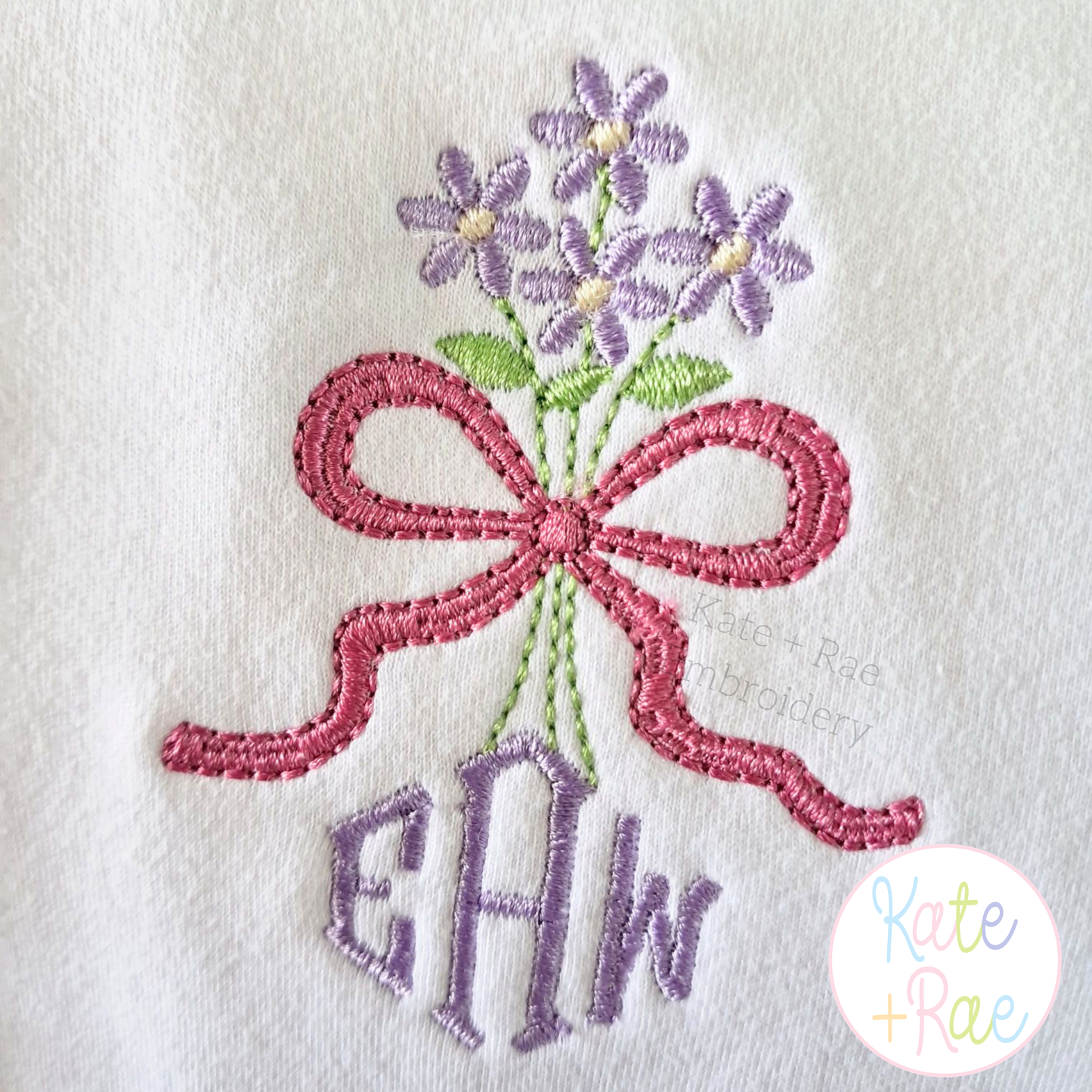 Daisy Floral Bow Mini Satin Stitch Embroidery Design
