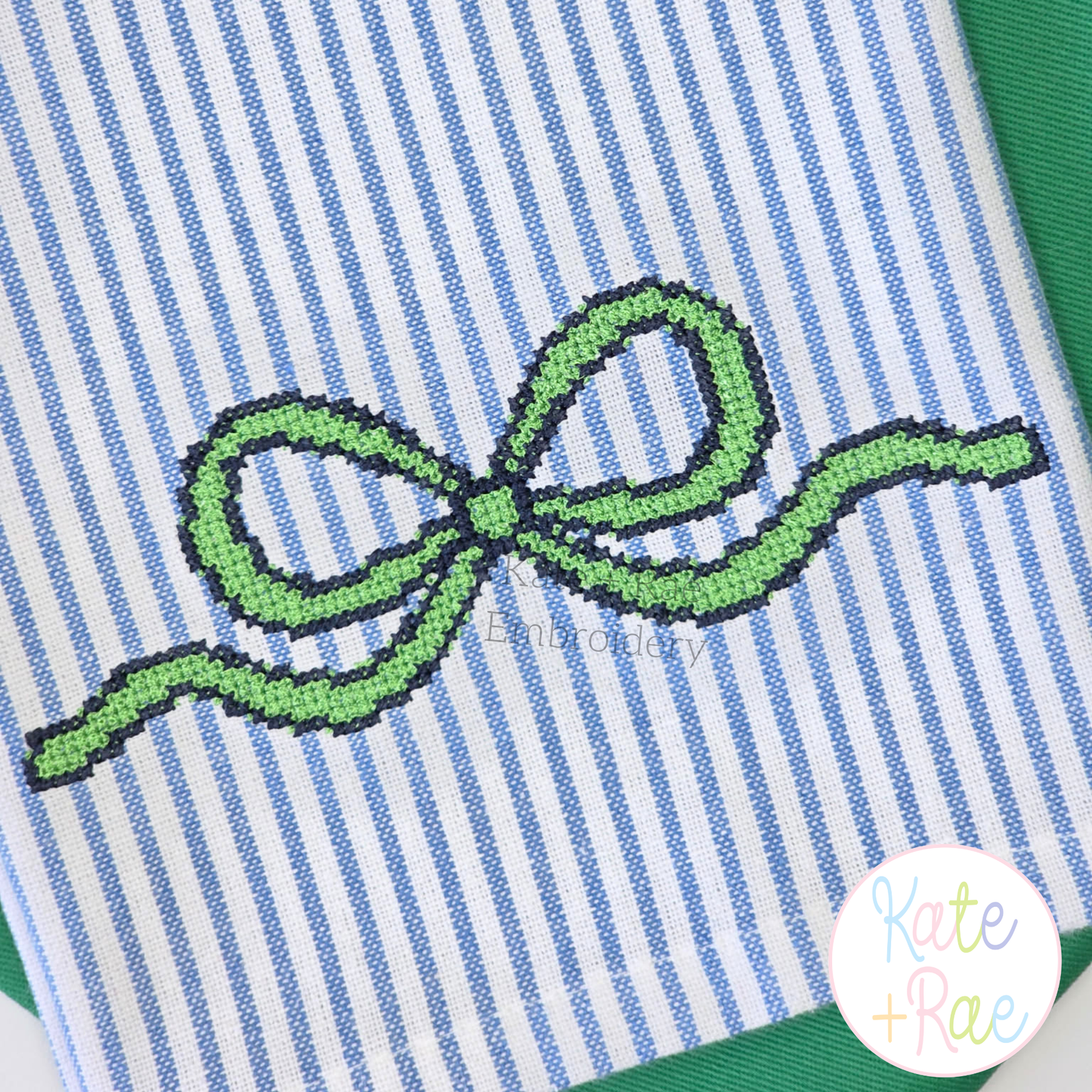 Bow with Outline Cross Stitch Embroidery Design