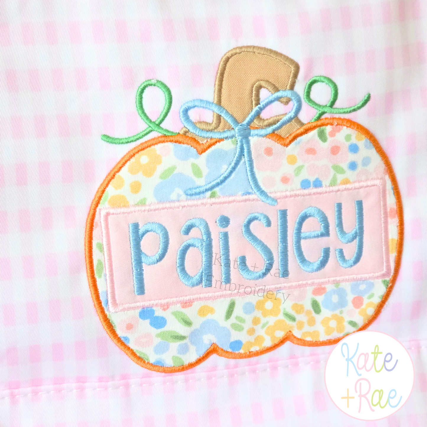 Girl's Pumpkin Satin Applique Embroidery Design