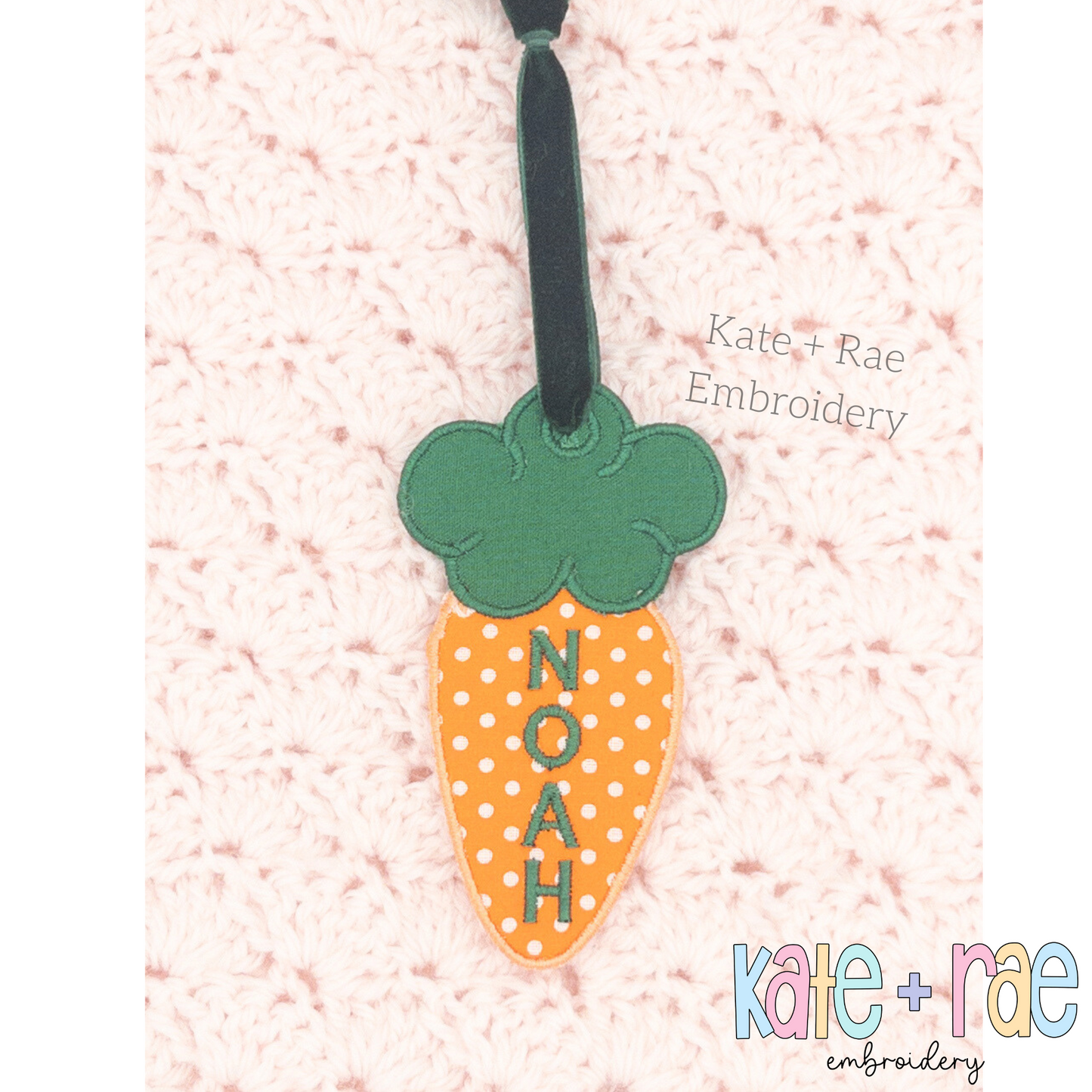 Carrot Easter Basket Tag Satin Stitch Applique Embroidery Design