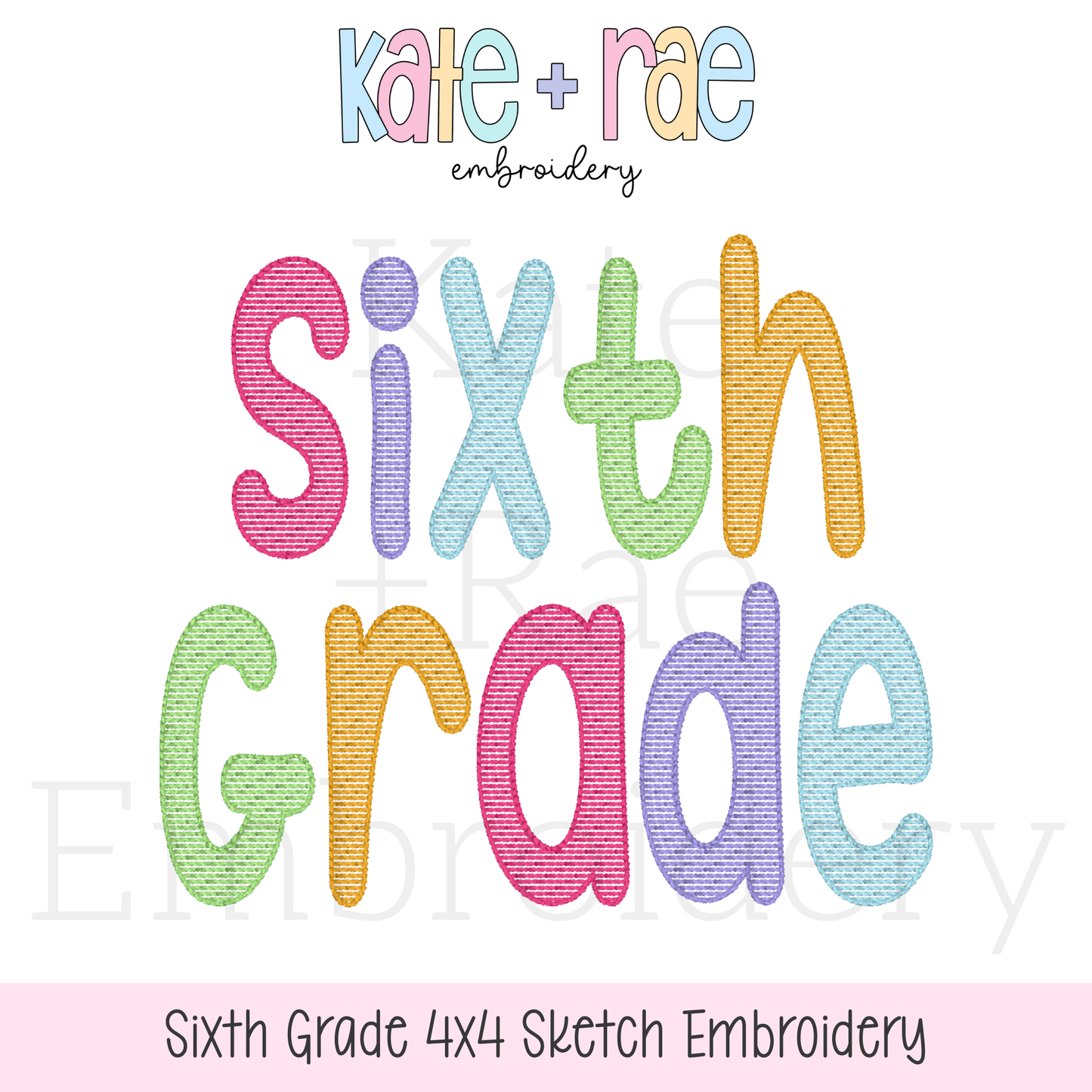Sixth Grade 4x4 Sketch Embroidery Design