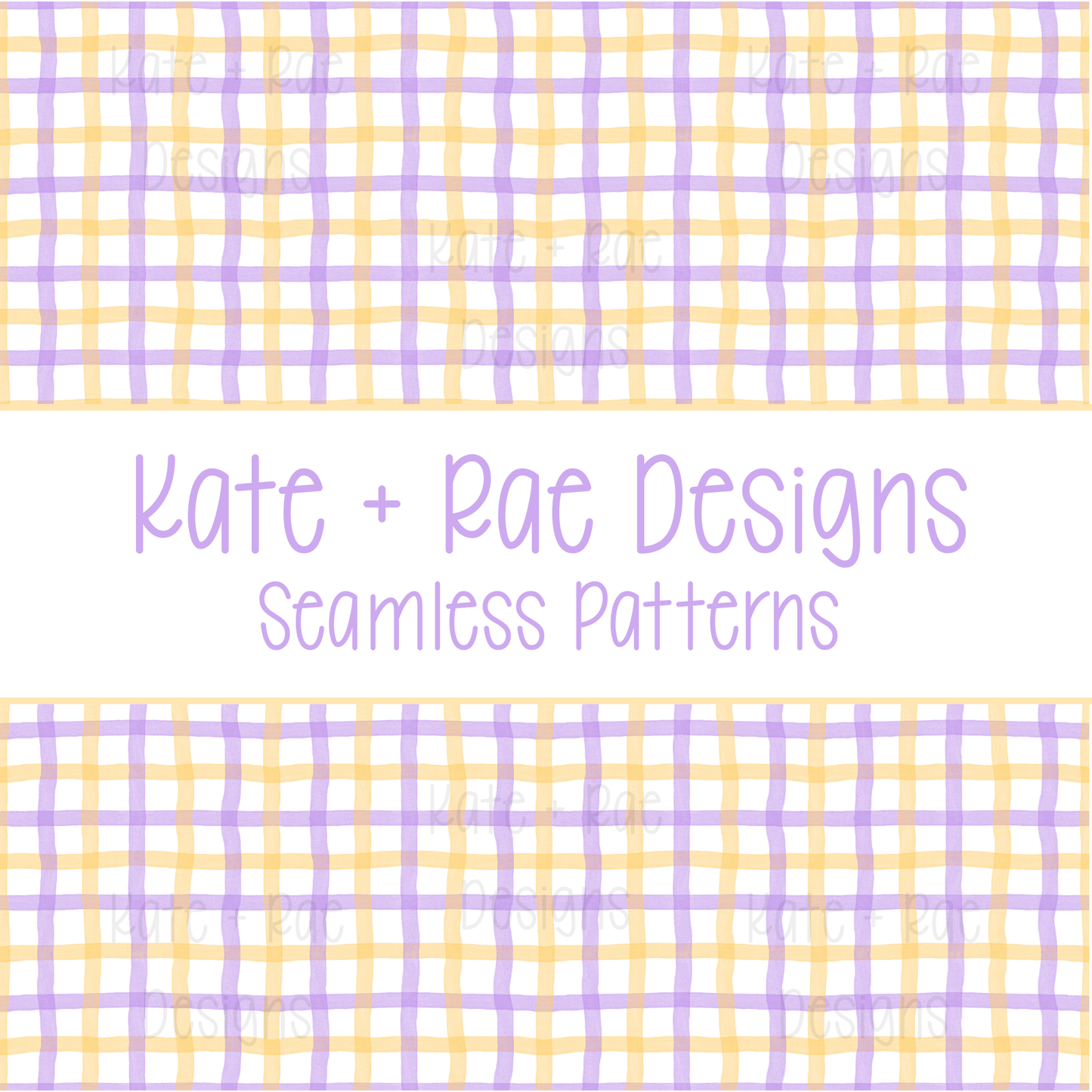 Purple & Gold Plaid Watercolor Seamless Pattern