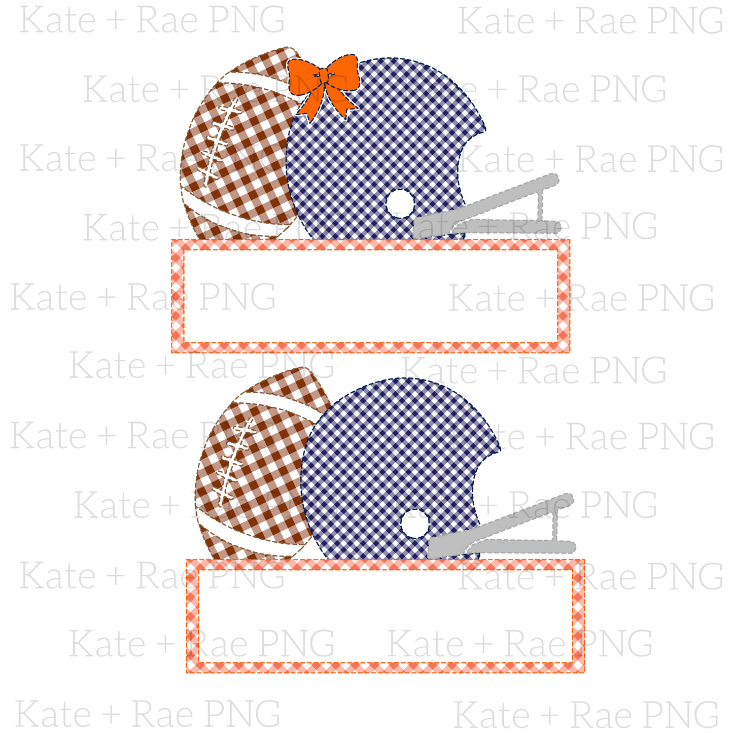 Orange and Navy Faux Football Applique