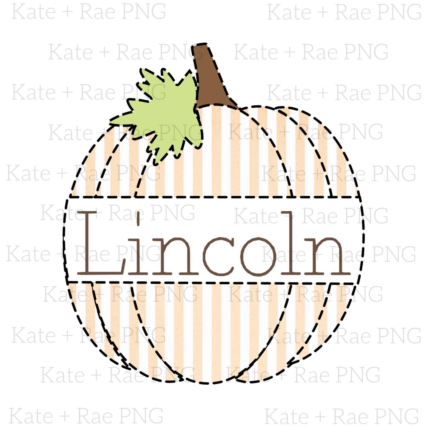Orange Seersucker Faux Applique Pumpkin with Name Plate