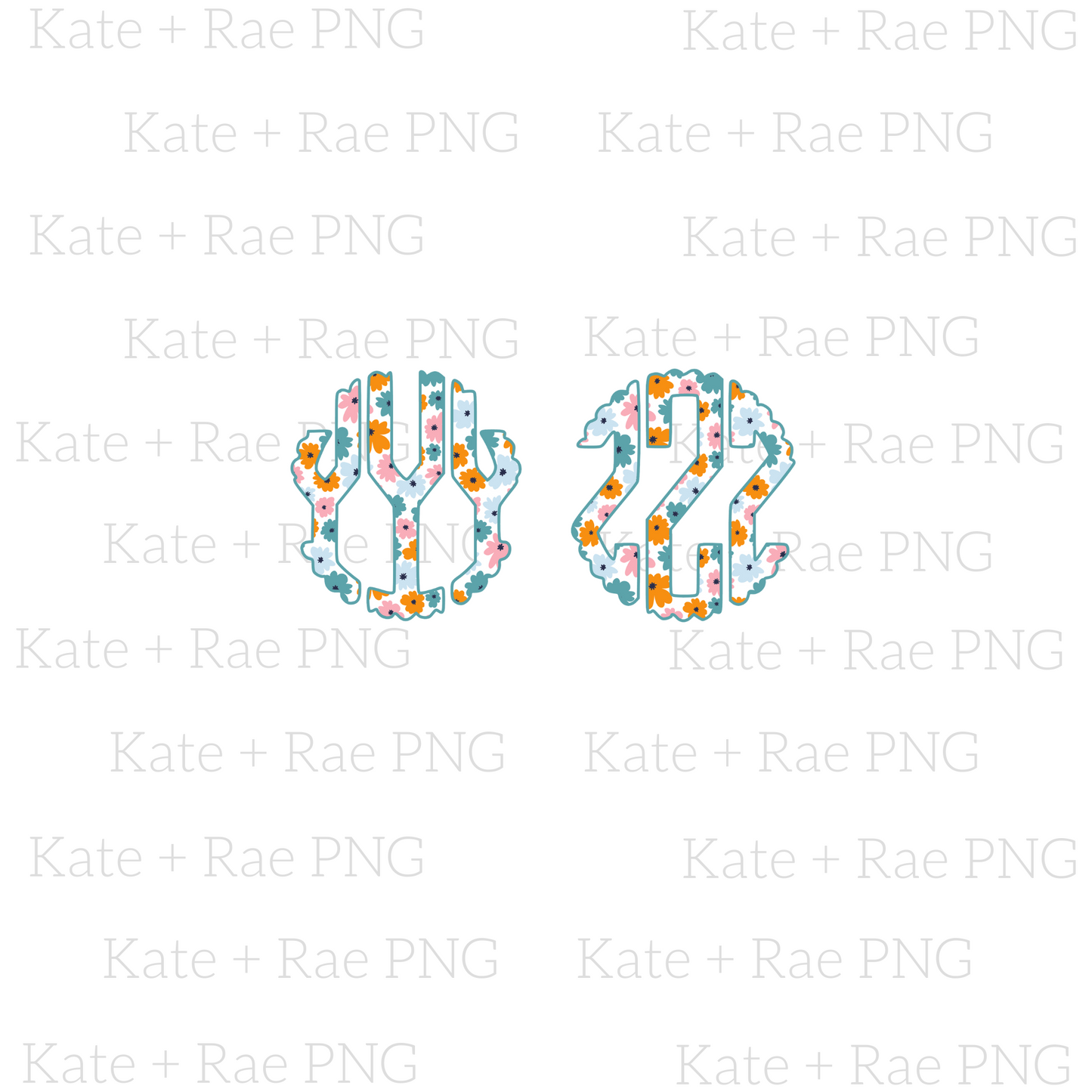 Fall Floral Scalloped Monogram