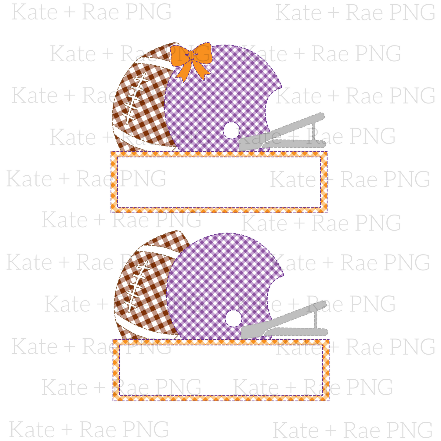 Purple and Orange Faux Football Applique