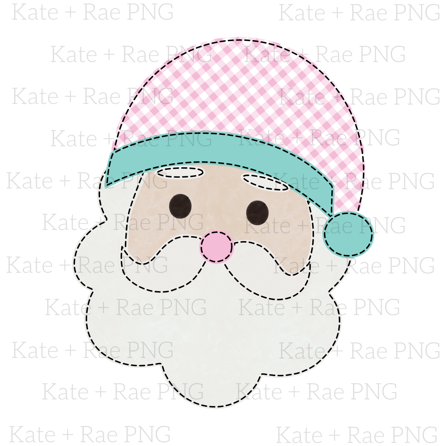 Pink Santa Faux Applique - No Name Plate