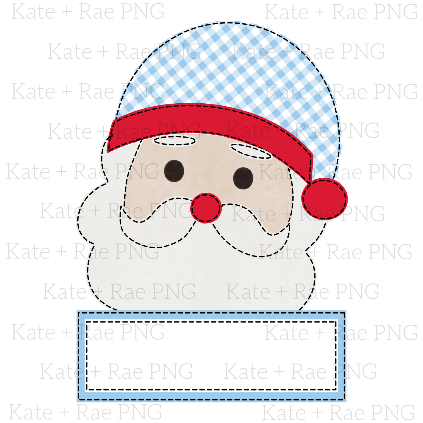 Blue Santa Faux Applique - Name Plate