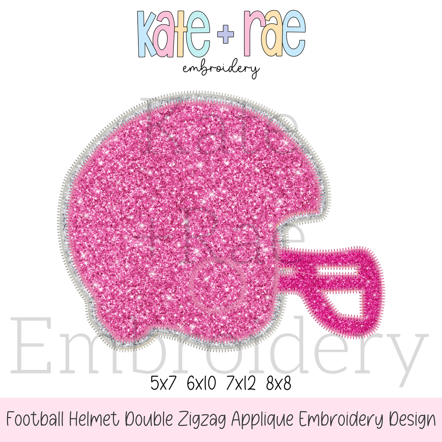 Football Helmet Double Zigzag Stitch Applique Embroidery Design
