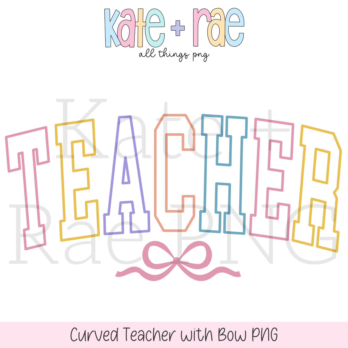 Pastel Curved Teacher with Flowy Bow PNG