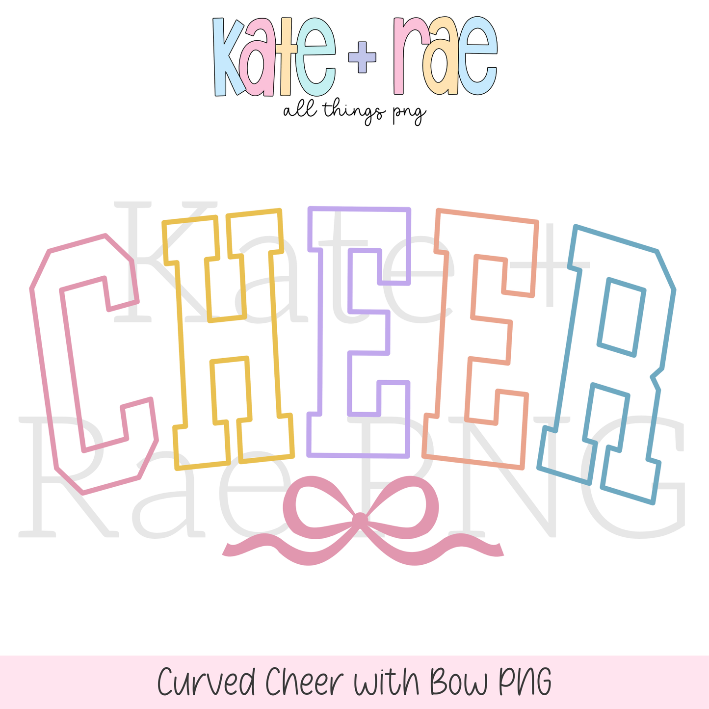Pastel Curved Cheer with Flowy Bow PNG