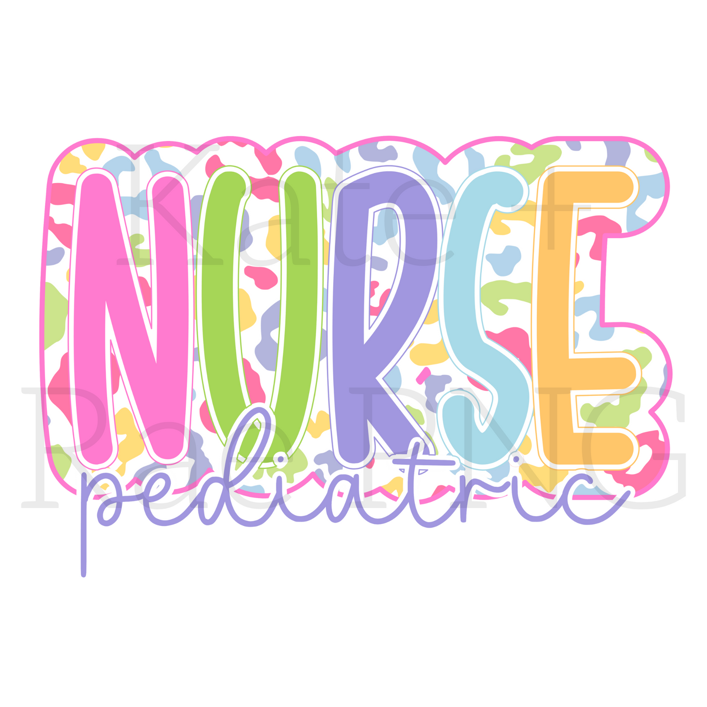 Bright Leopard Pediatric Nurse Faux Double Applique PNG