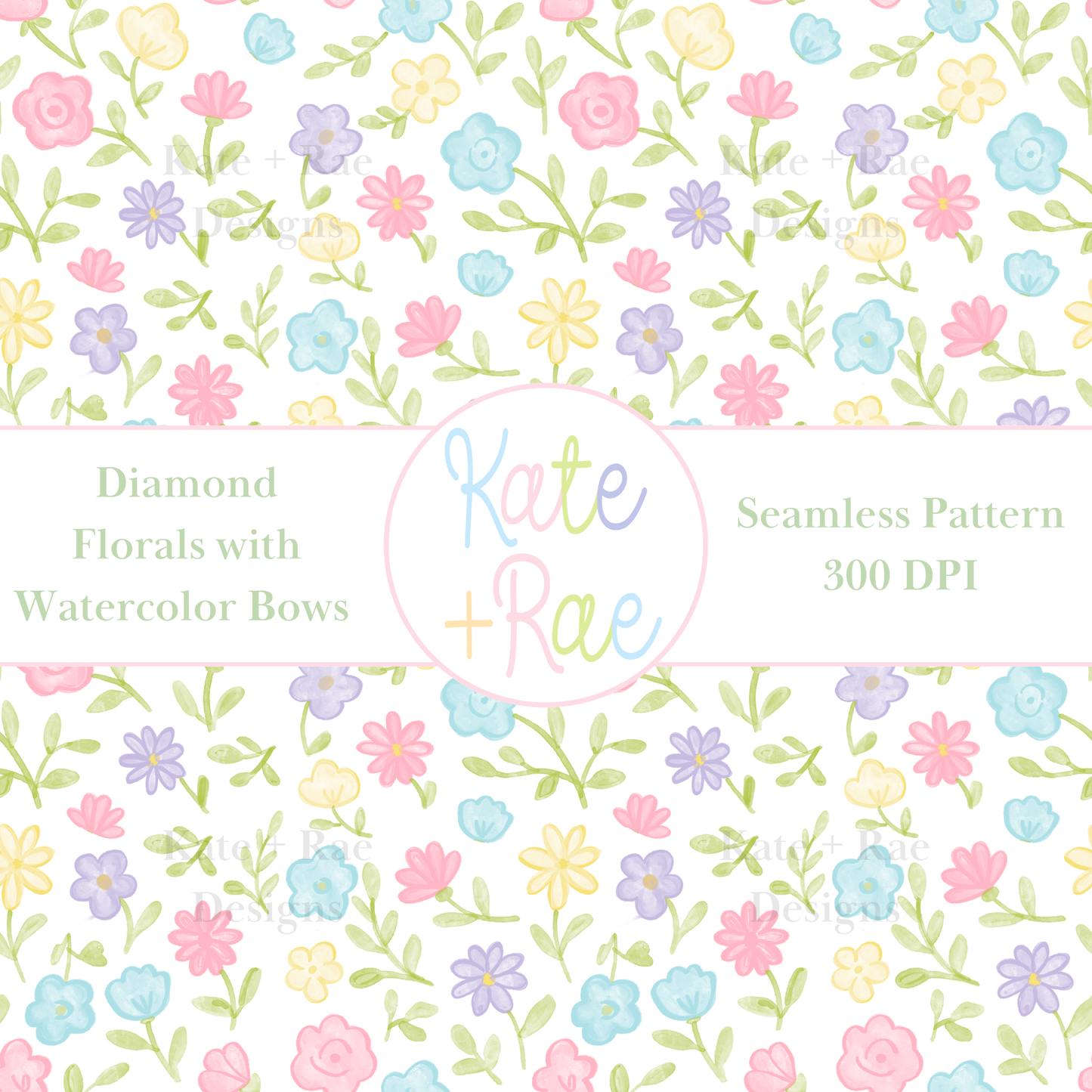 Ditsy Floral Watercolor Seamless Pattern