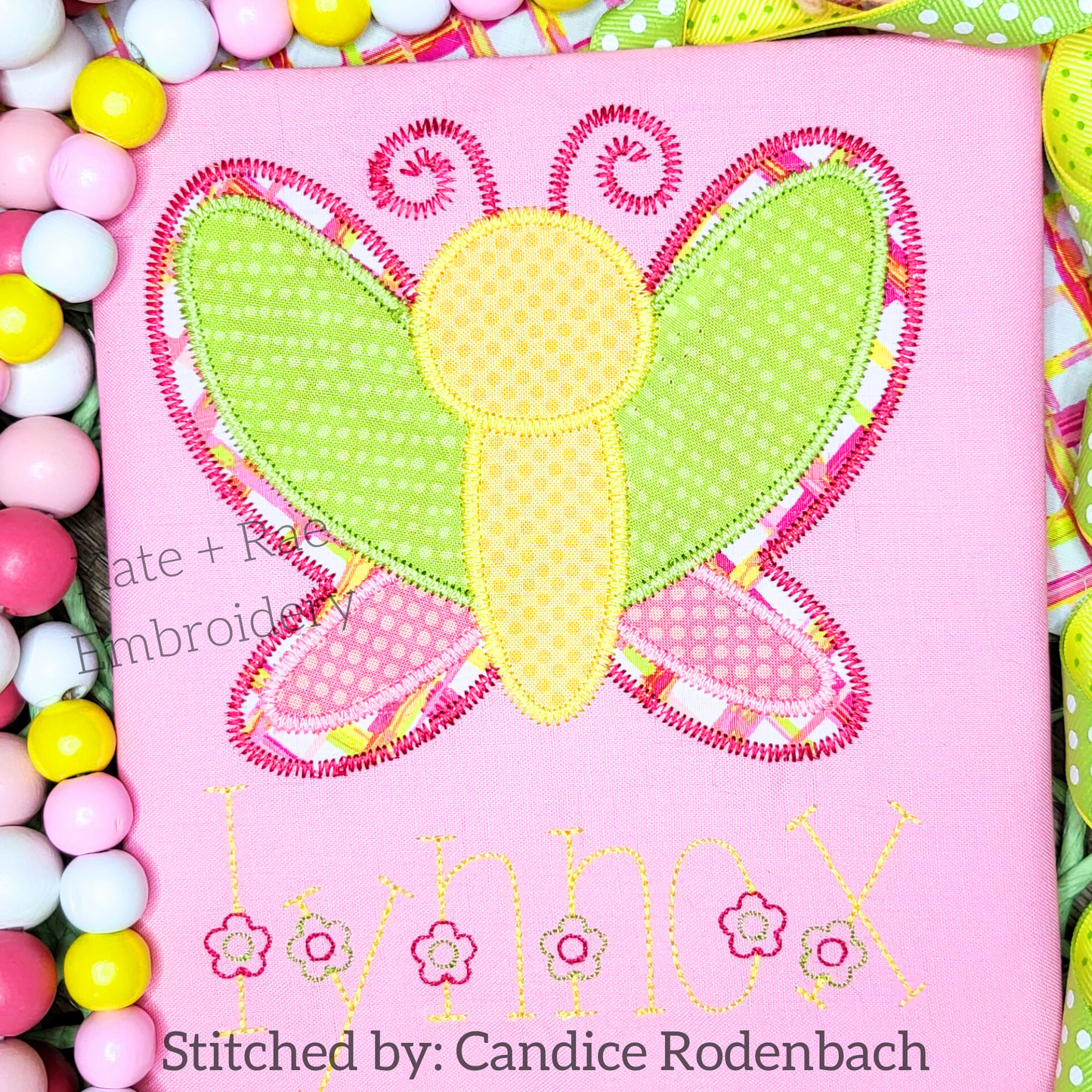 Butterfly Zigzag Stitch Applique Embroidery Design