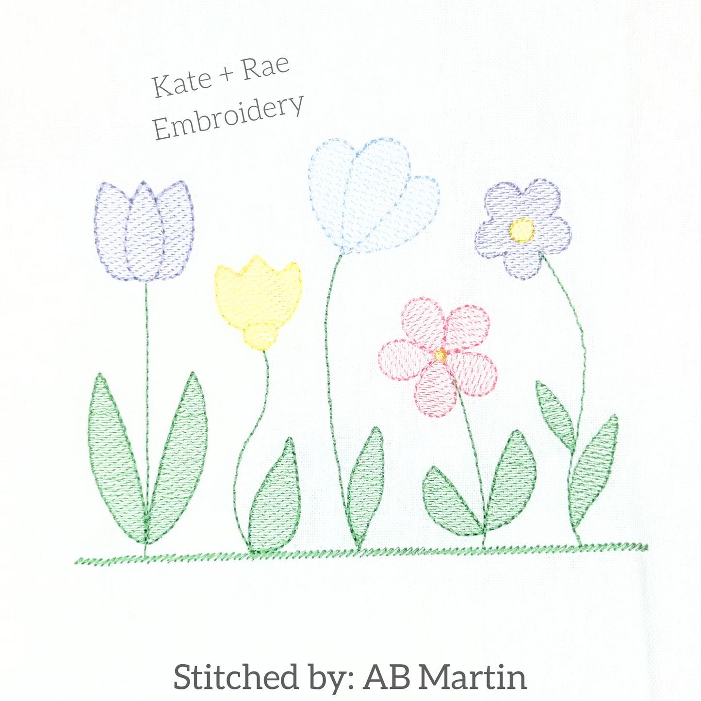 Floral Garden Sketch Stitch Embroidery Design